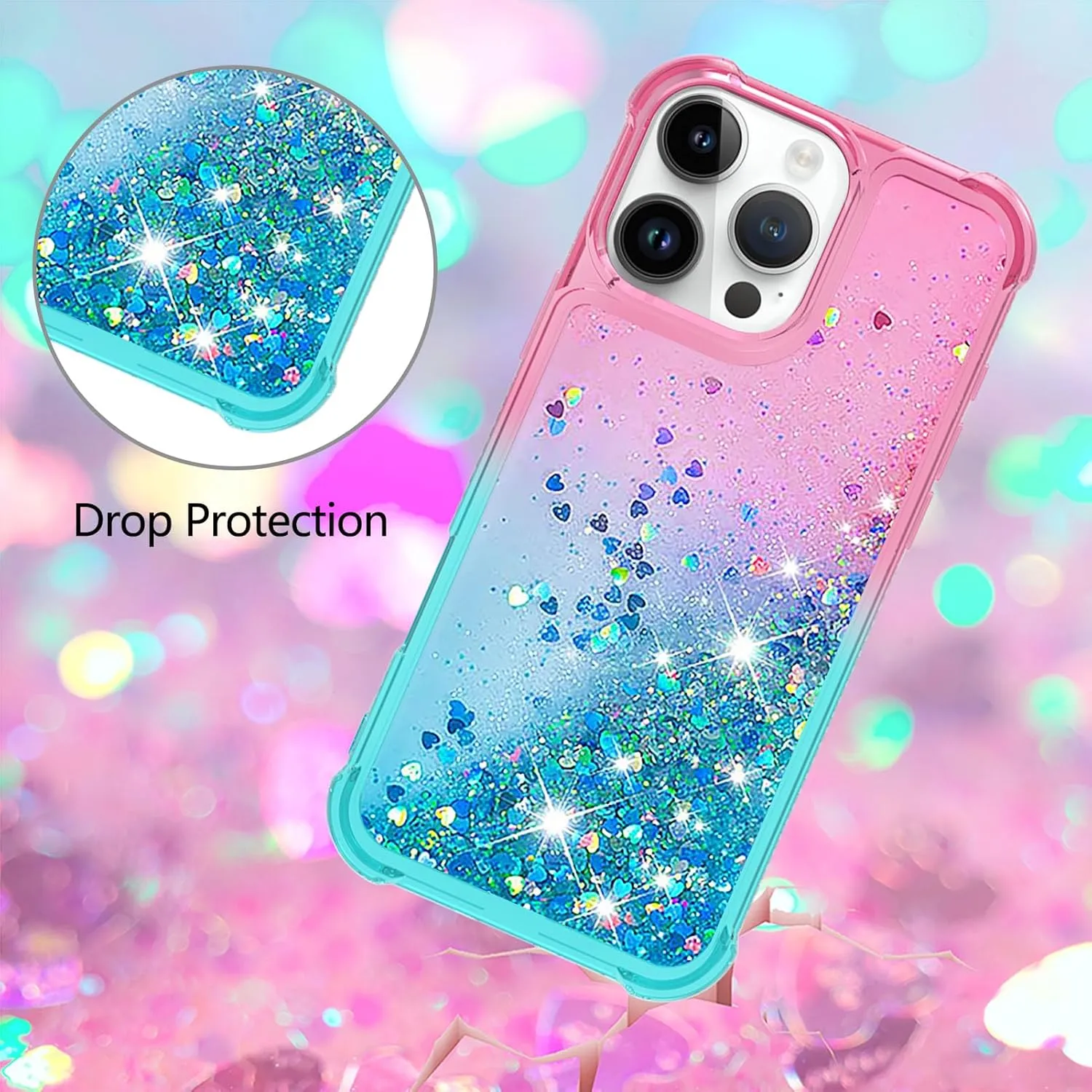 iPhone 16 Pro Max Glitter Liquid Cute Clear Phone Case