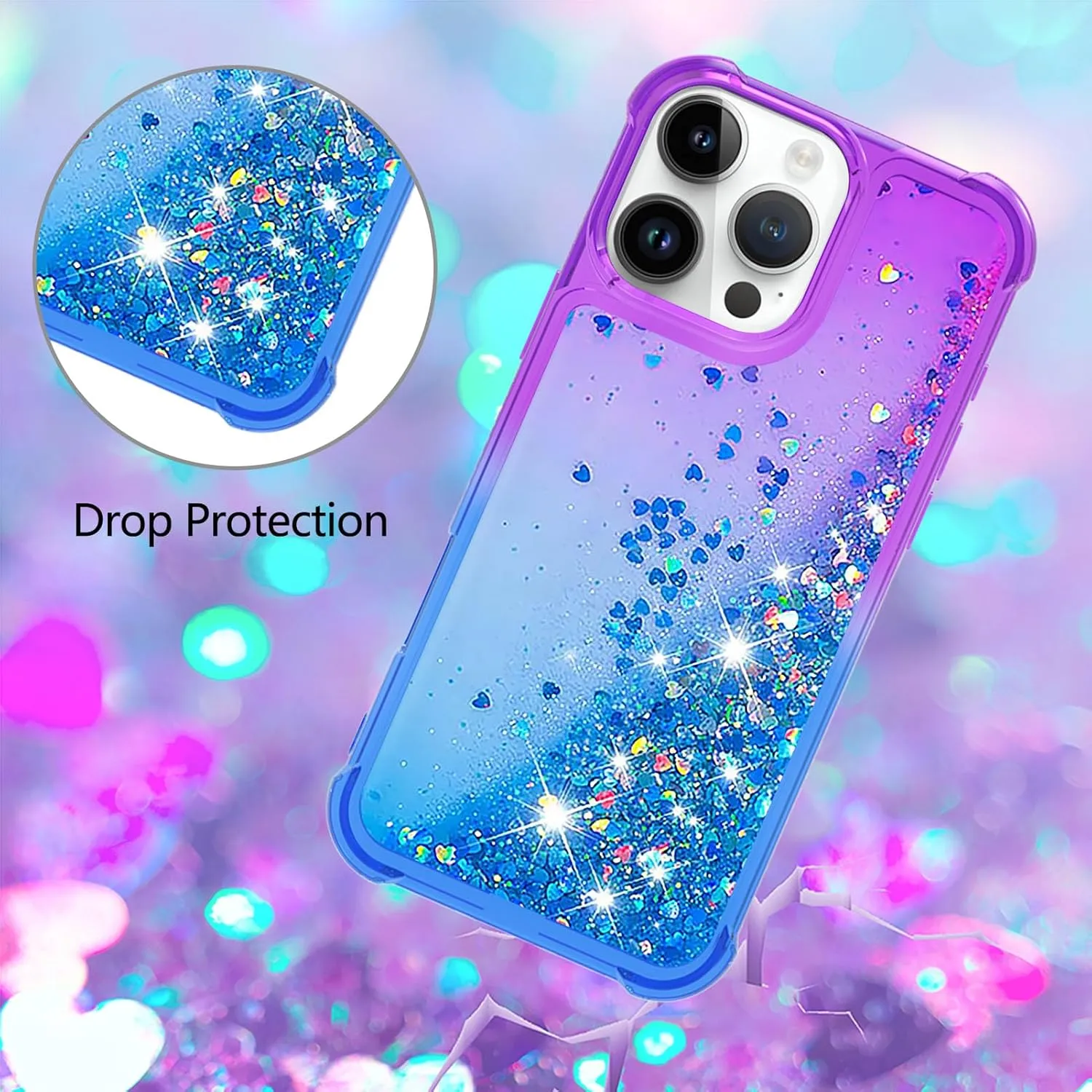 iPhone 16 Pro Max Glitter Liquid Cute Clear Phone Case