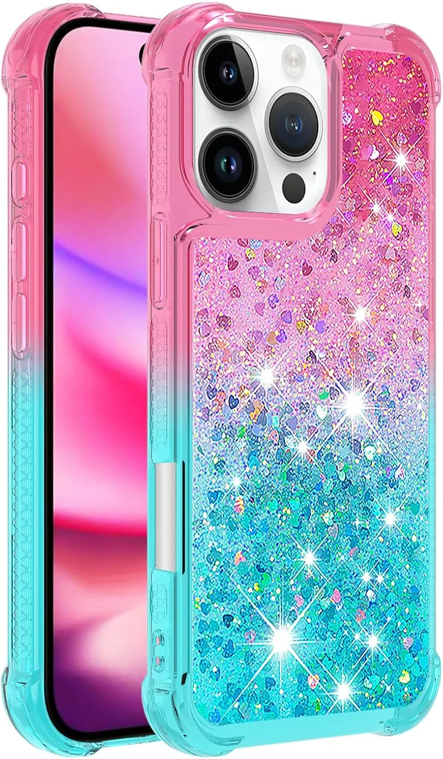 iPhone 16 Pro Max Glitter Liquid Cute Clear Phone Case