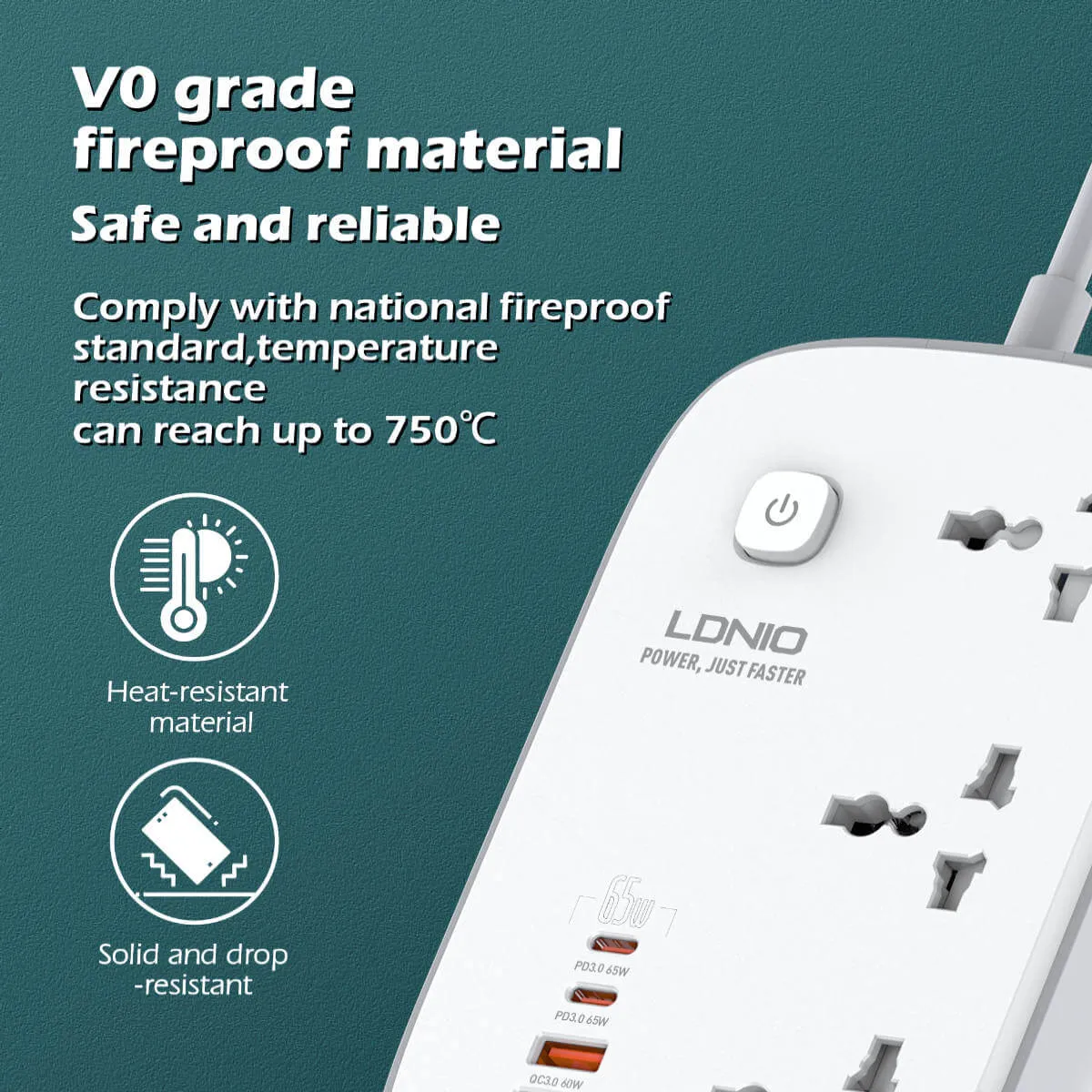 LDNIO 3 AC Outlets 4 USB Power Strip SC3416