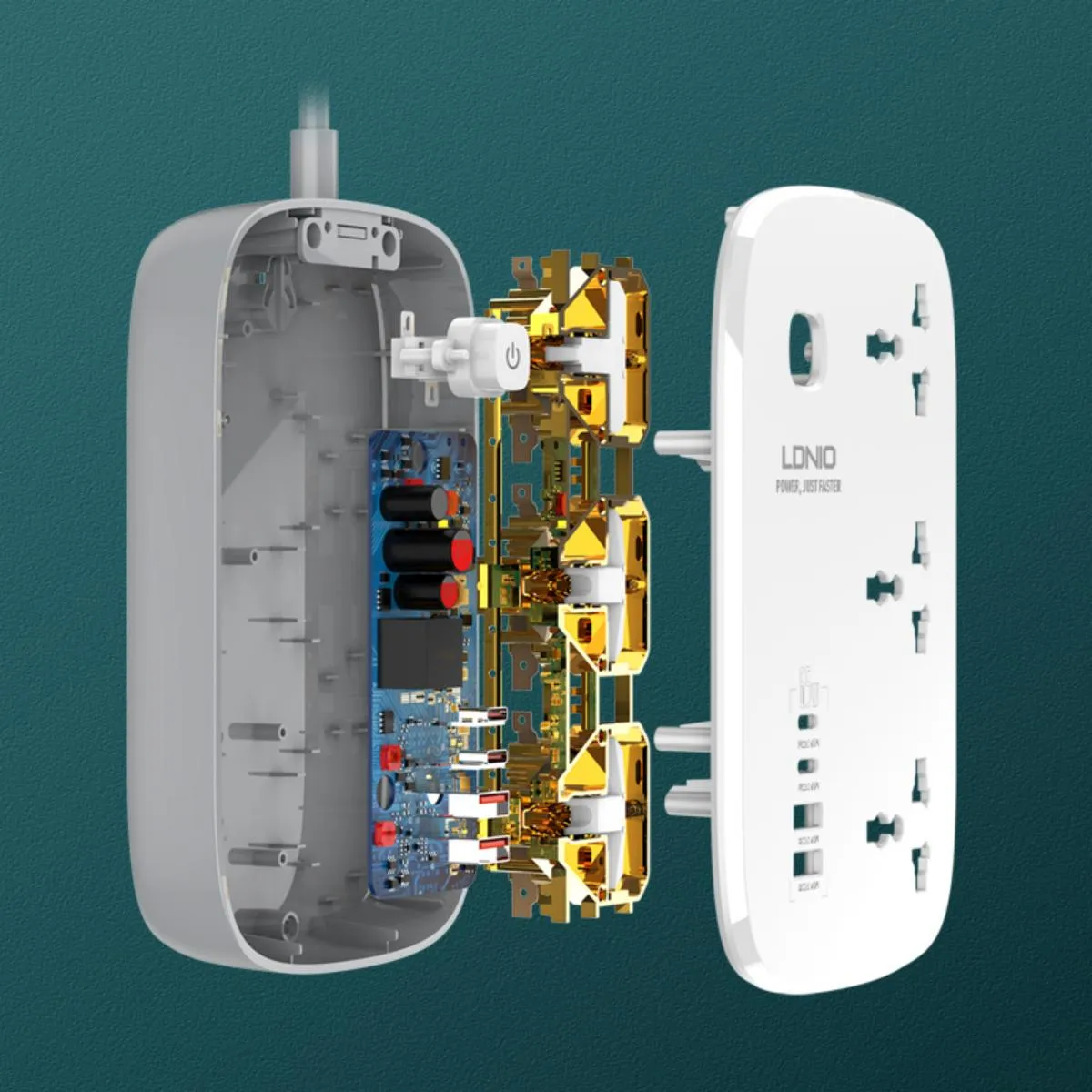 LDNIO 3 AC Outlets 4 USB Power Strip SC3416