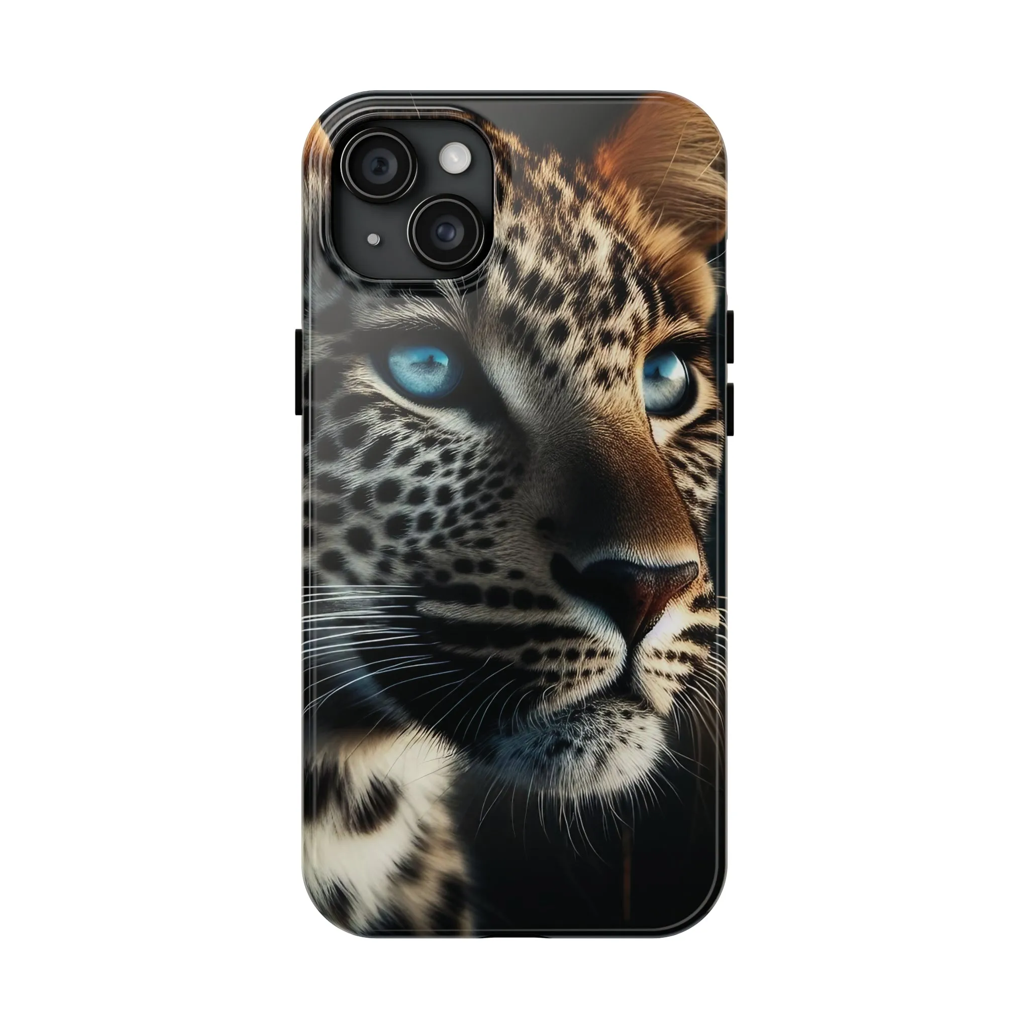 Leopard with blue eyes Design, Colorful Artistic Phone Protector, Durable and Stylish Case for iPhone Series, Protective Case for iPhone Models, Tough iPhone Case