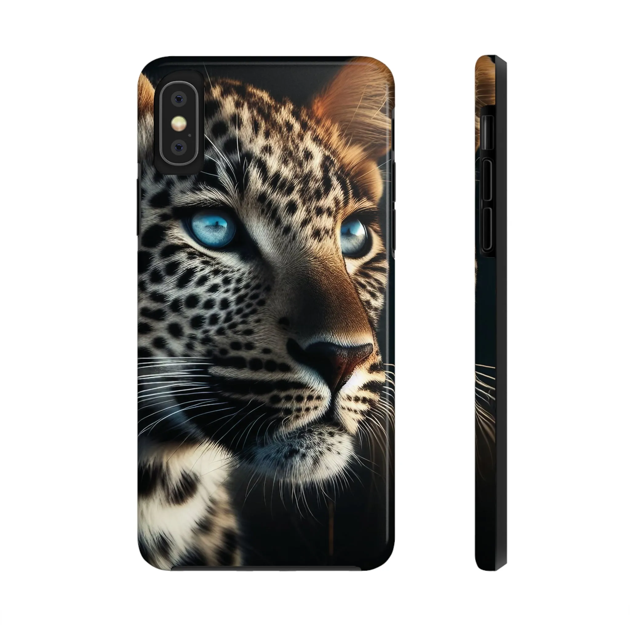 Leopard with blue eyes Design, Colorful Artistic Phone Protector, Durable and Stylish Case for iPhone Series, Protective Case for iPhone Models, Tough iPhone Case