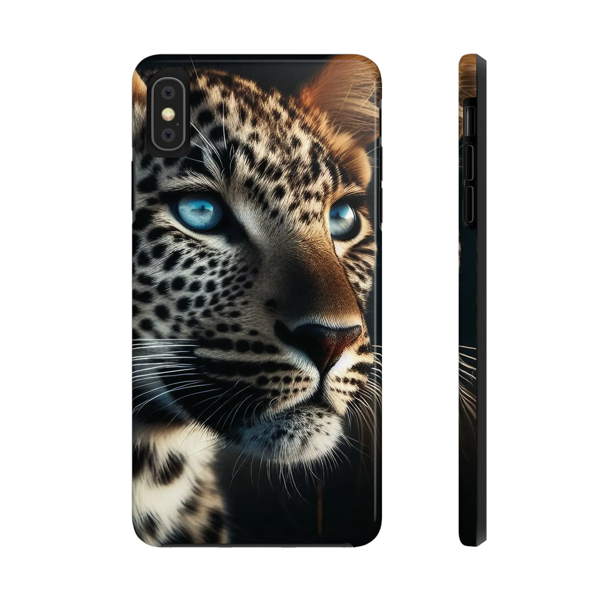 Leopard with blue eyes Design, Colorful Artistic Phone Protector, Durable and Stylish Case for iPhone Series, Protective Case for iPhone Models, Tough iPhone Case