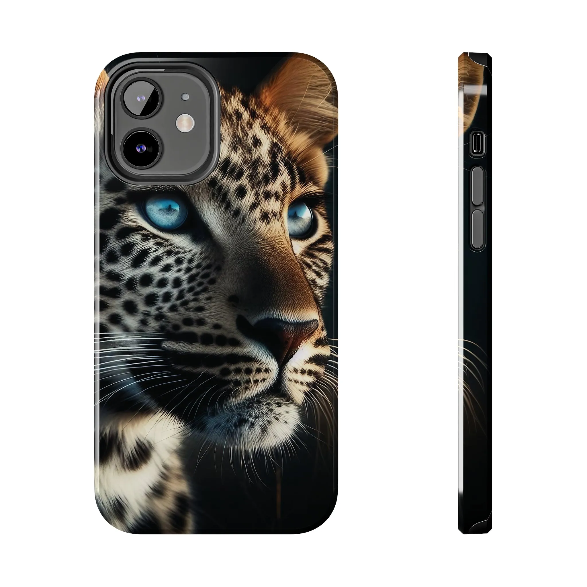 Leopard with blue eyes Design, Colorful Artistic Phone Protector, Durable and Stylish Case for iPhone Series, Protective Case for iPhone Models, Tough iPhone Case