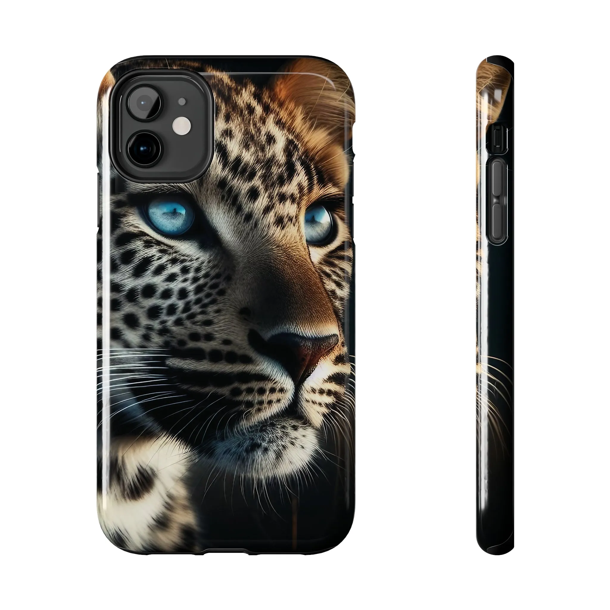 Leopard with blue eyes Design, Colorful Artistic Phone Protector, Durable and Stylish Case for iPhone Series, Protective Case for iPhone Models, Tough iPhone Case