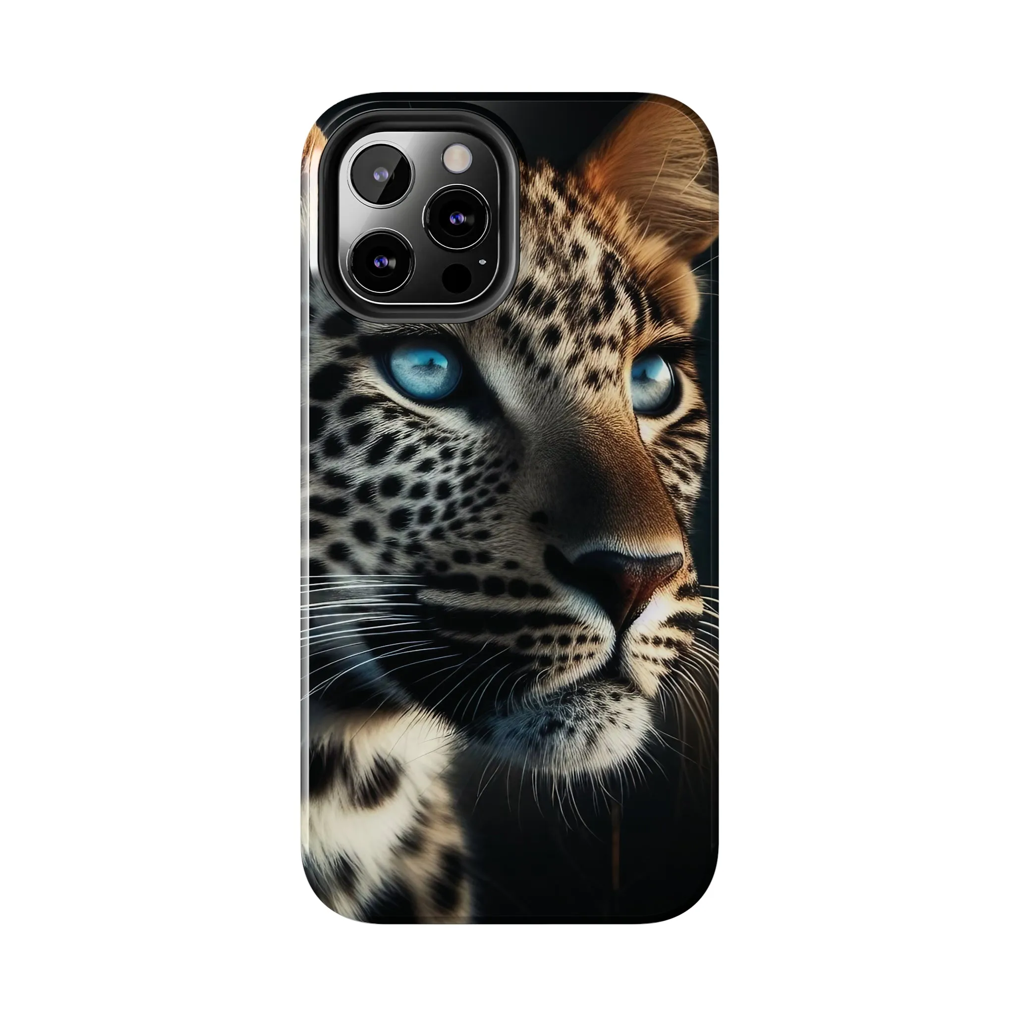 Leopard with blue eyes Design, Colorful Artistic Phone Protector, Durable and Stylish Case for iPhone Series, Protective Case for iPhone Models, Tough iPhone Case