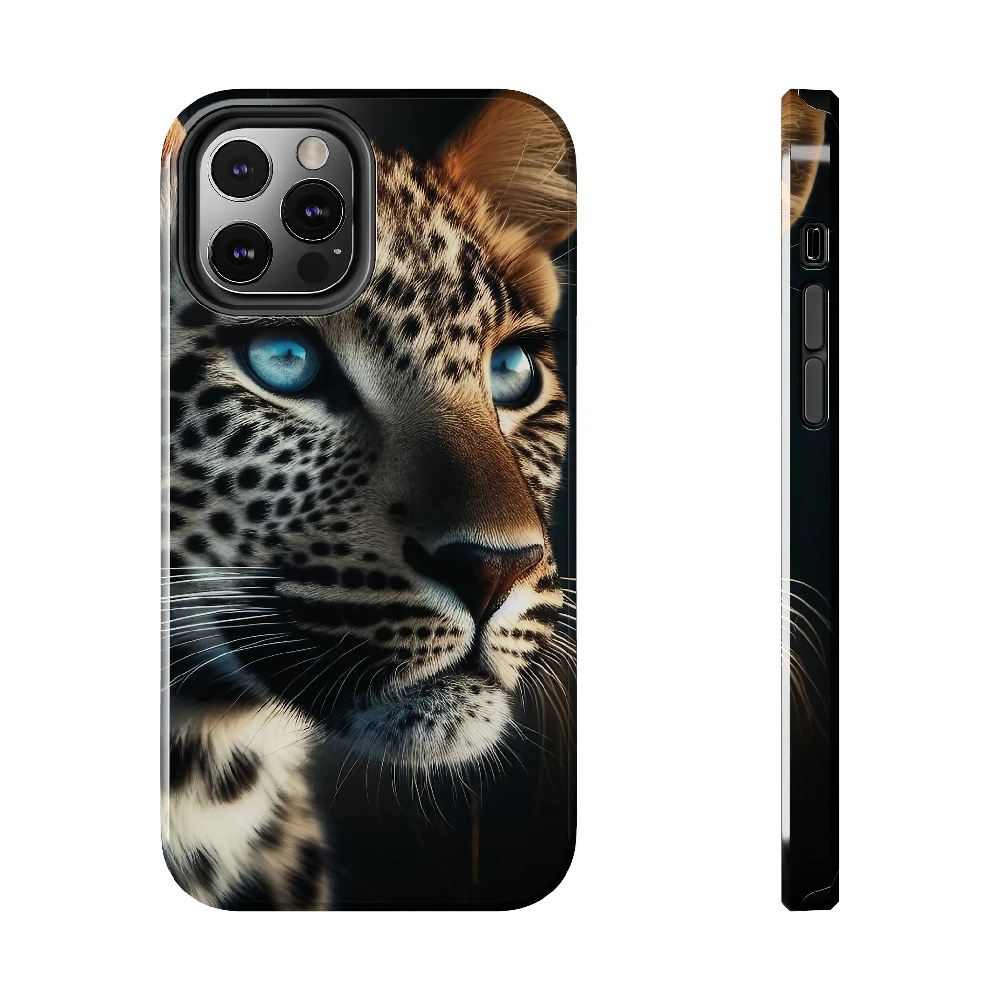 Leopard with blue eyes Design, Colorful Artistic Phone Protector, Durable and Stylish Case for iPhone Series, Protective Case for iPhone Models, Tough iPhone Case