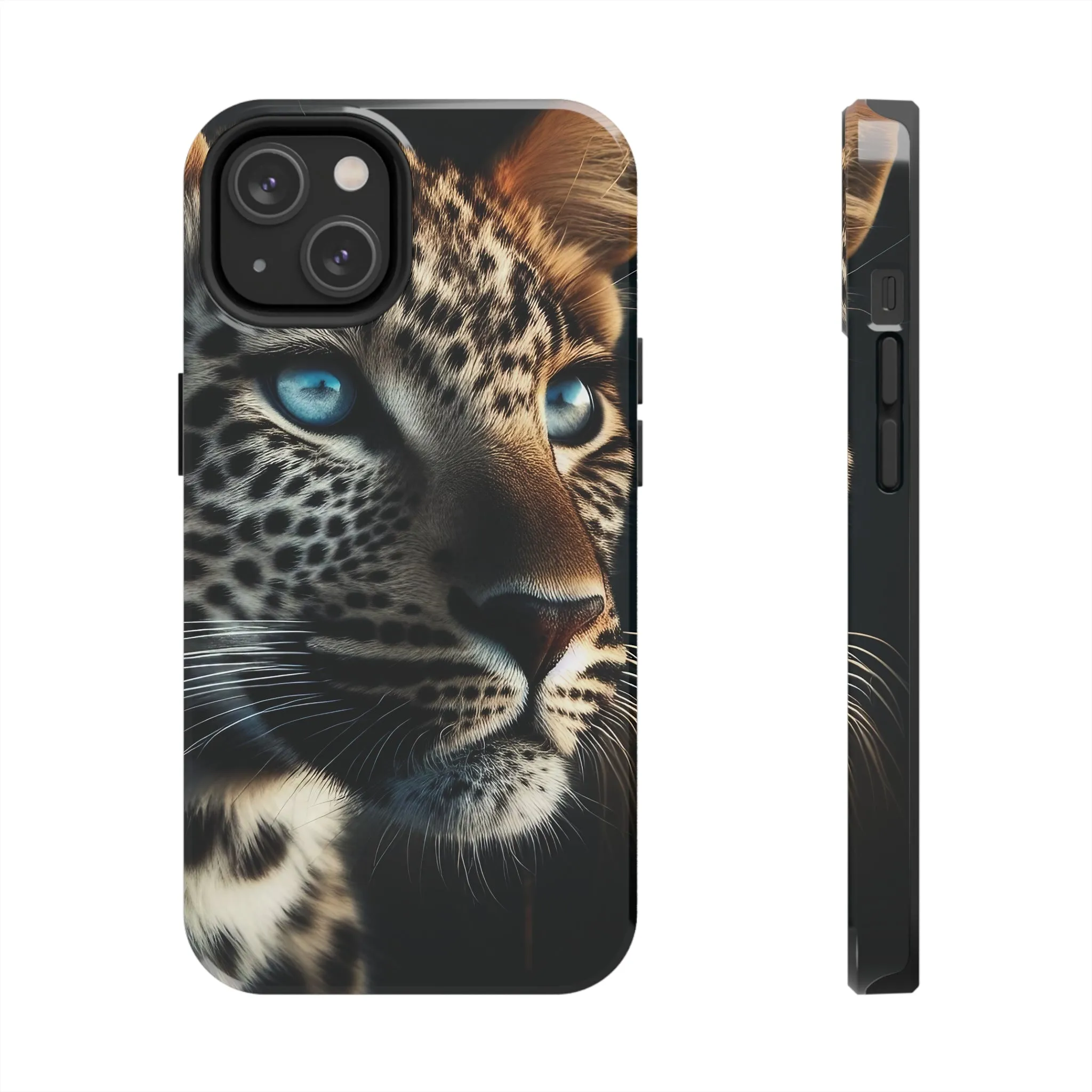 Leopard with blue eyes Design, Colorful Artistic Phone Protector, Durable and Stylish Case for iPhone Series, Protective Case for iPhone Models, Tough iPhone Case