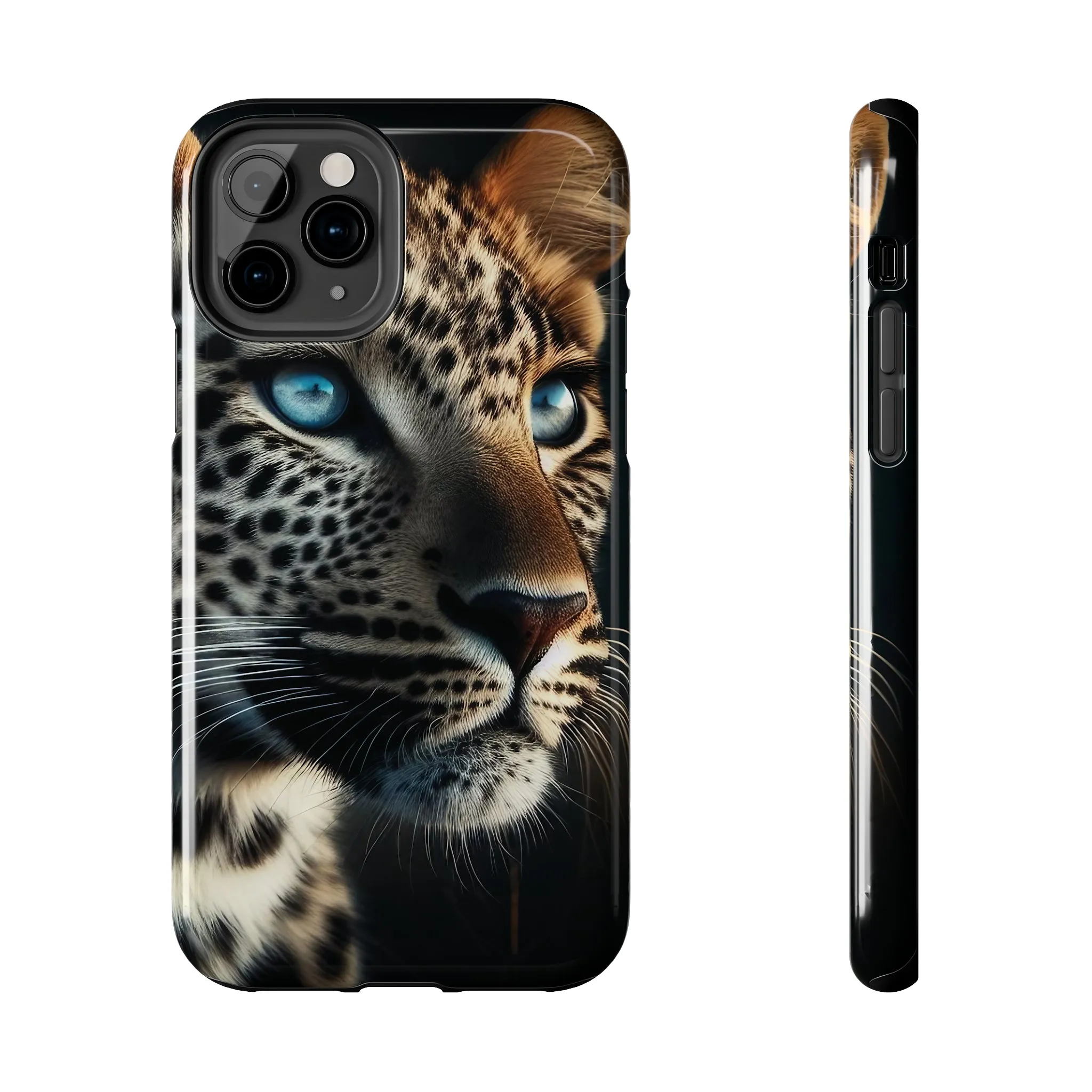 Leopard with blue eyes Design, Colorful Artistic Phone Protector, Durable and Stylish Case for iPhone Series, Protective Case for iPhone Models, Tough iPhone Case