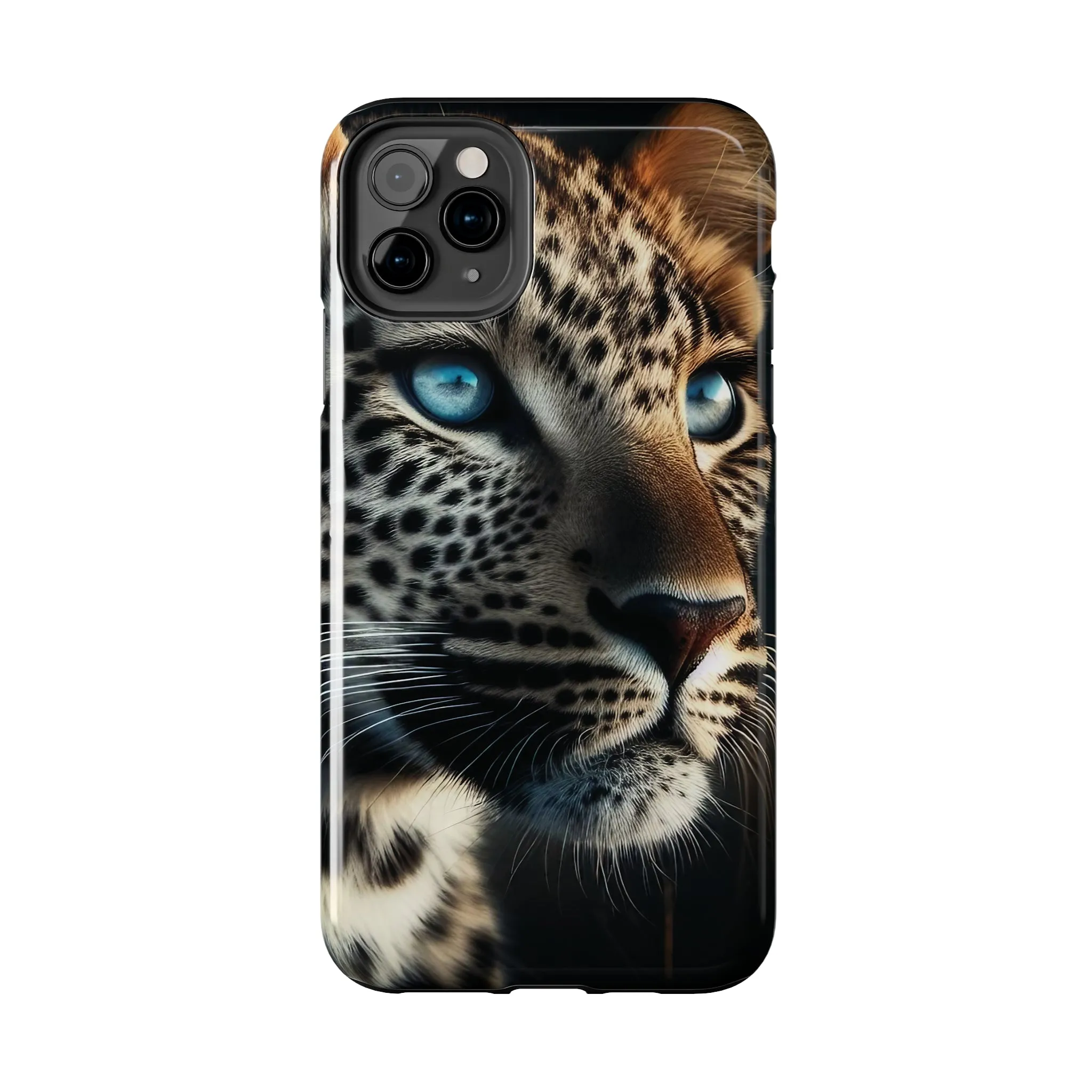 Leopard with blue eyes Design, Colorful Artistic Phone Protector, Durable and Stylish Case for iPhone Series, Protective Case for iPhone Models, Tough iPhone Case