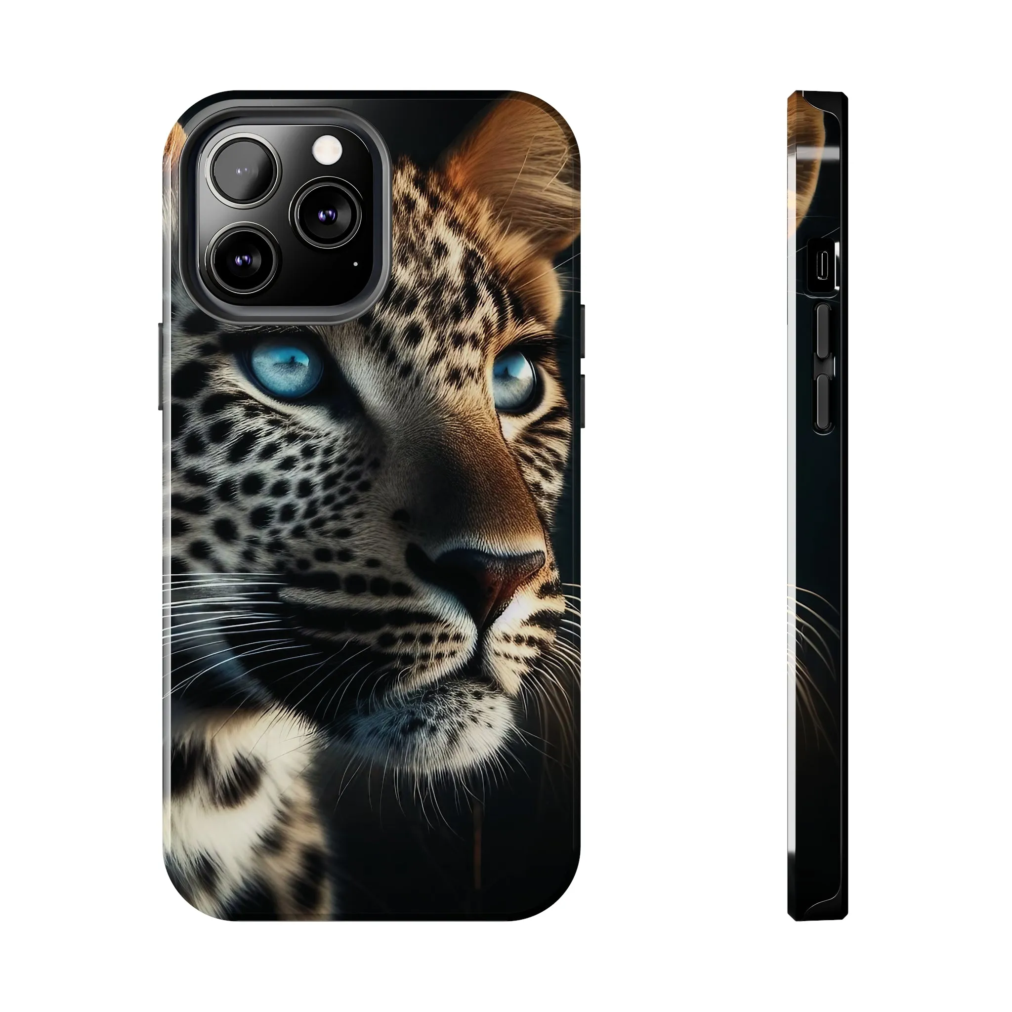 Leopard with blue eyes Design, Colorful Artistic Phone Protector, Durable and Stylish Case for iPhone Series, Protective Case for iPhone Models, Tough iPhone Case