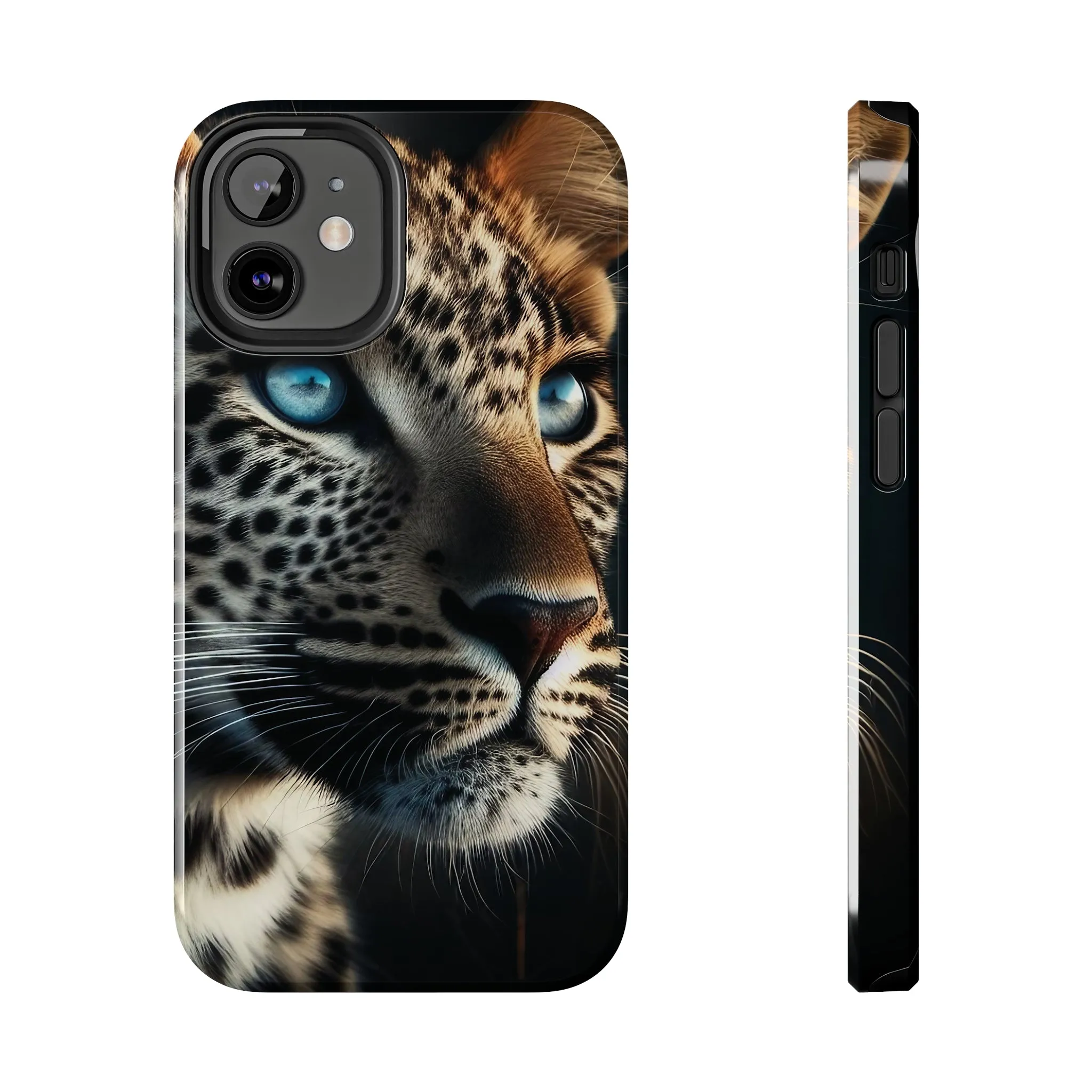 Leopard with blue eyes Design, Colorful Artistic Phone Protector, Durable and Stylish Case for iPhone Series, Protective Case for iPhone Models, Tough iPhone Case