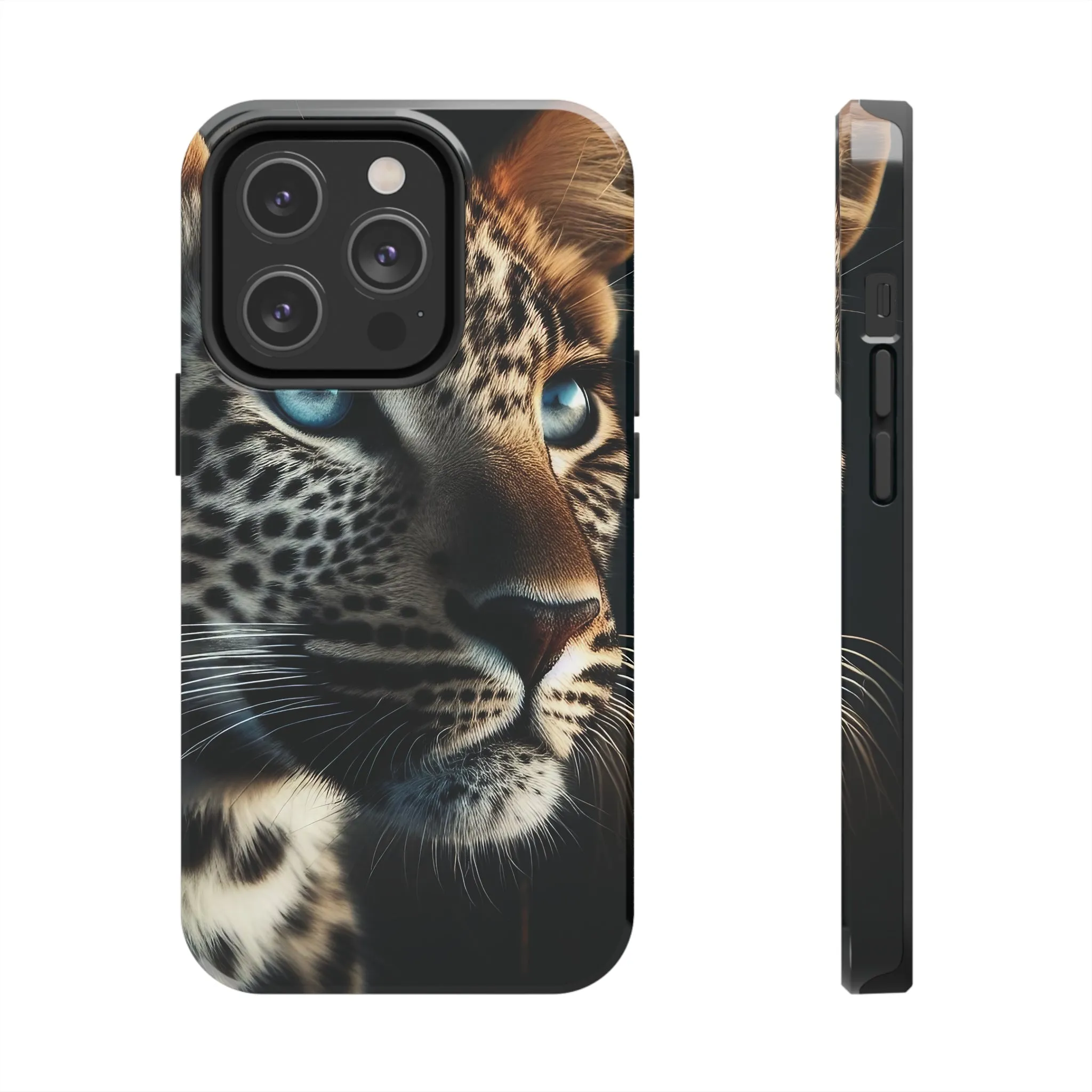 Leopard with blue eyes Design, Colorful Artistic Phone Protector, Durable and Stylish Case for iPhone Series, Protective Case for iPhone Models, Tough iPhone Case