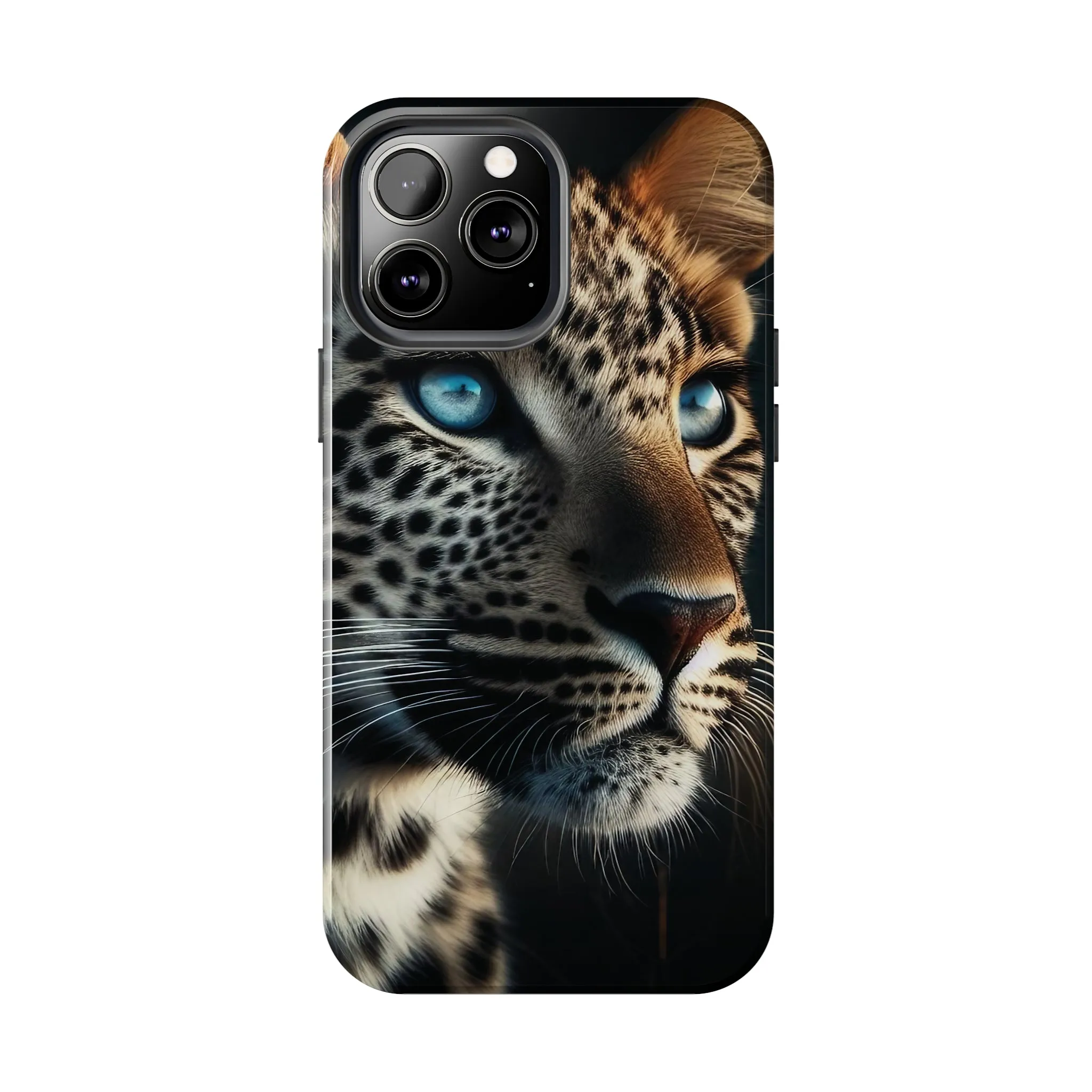 Leopard with blue eyes Design, Colorful Artistic Phone Protector, Durable and Stylish Case for iPhone Series, Protective Case for iPhone Models, Tough iPhone Case