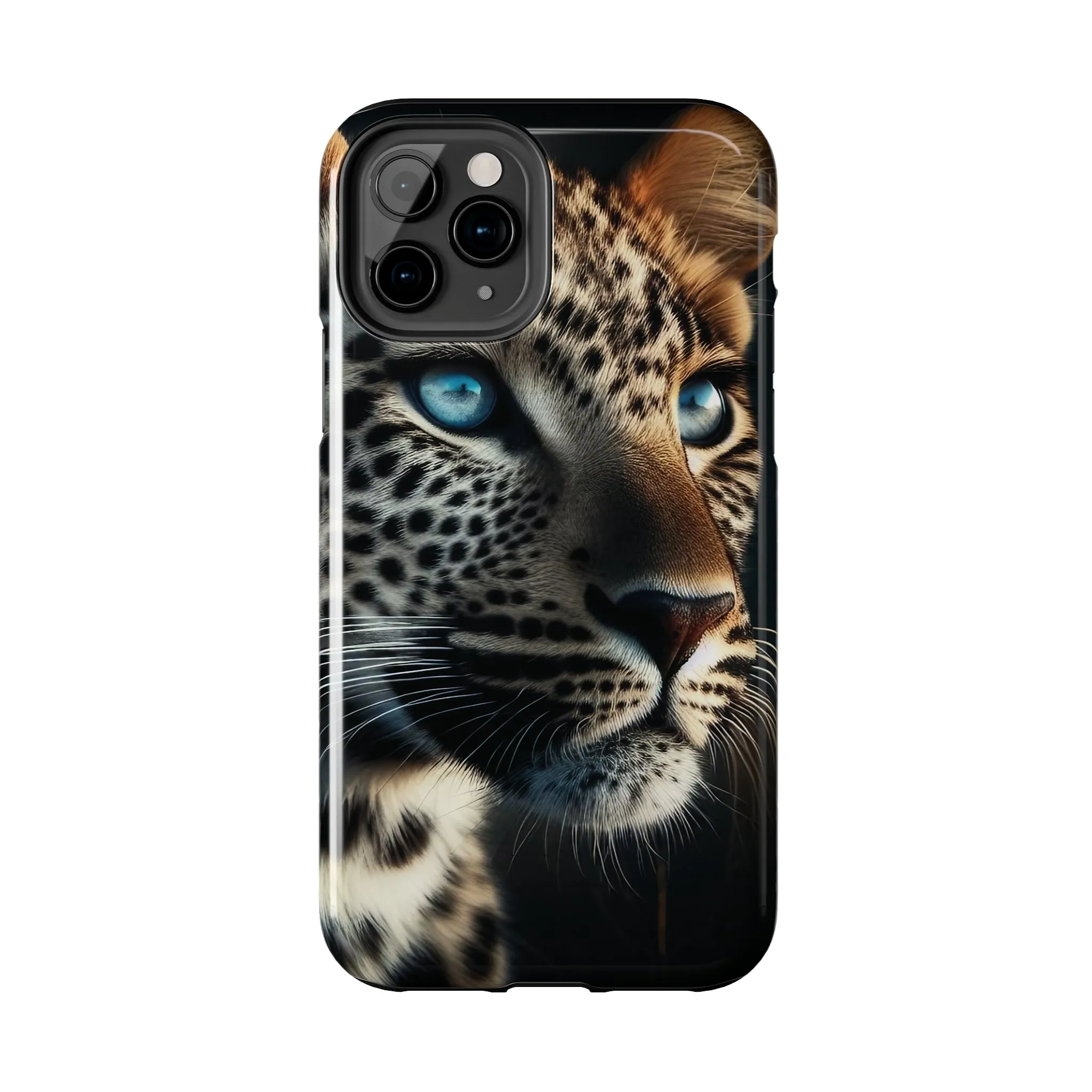 Leopard with blue eyes Design, Colorful Artistic Phone Protector, Durable and Stylish Case for iPhone Series, Protective Case for iPhone Models, Tough iPhone Case