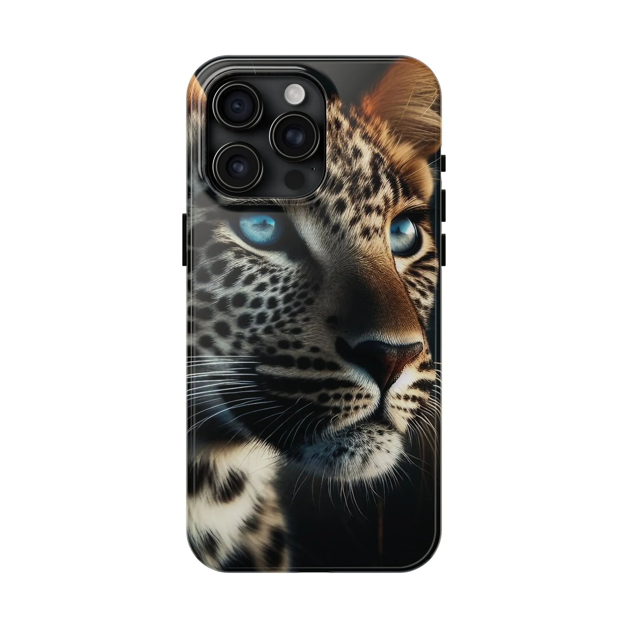 Leopard with blue eyes Design, Colorful Artistic Phone Protector, Durable and Stylish Case for iPhone Series, Protective Case for iPhone Models, Tough iPhone Case