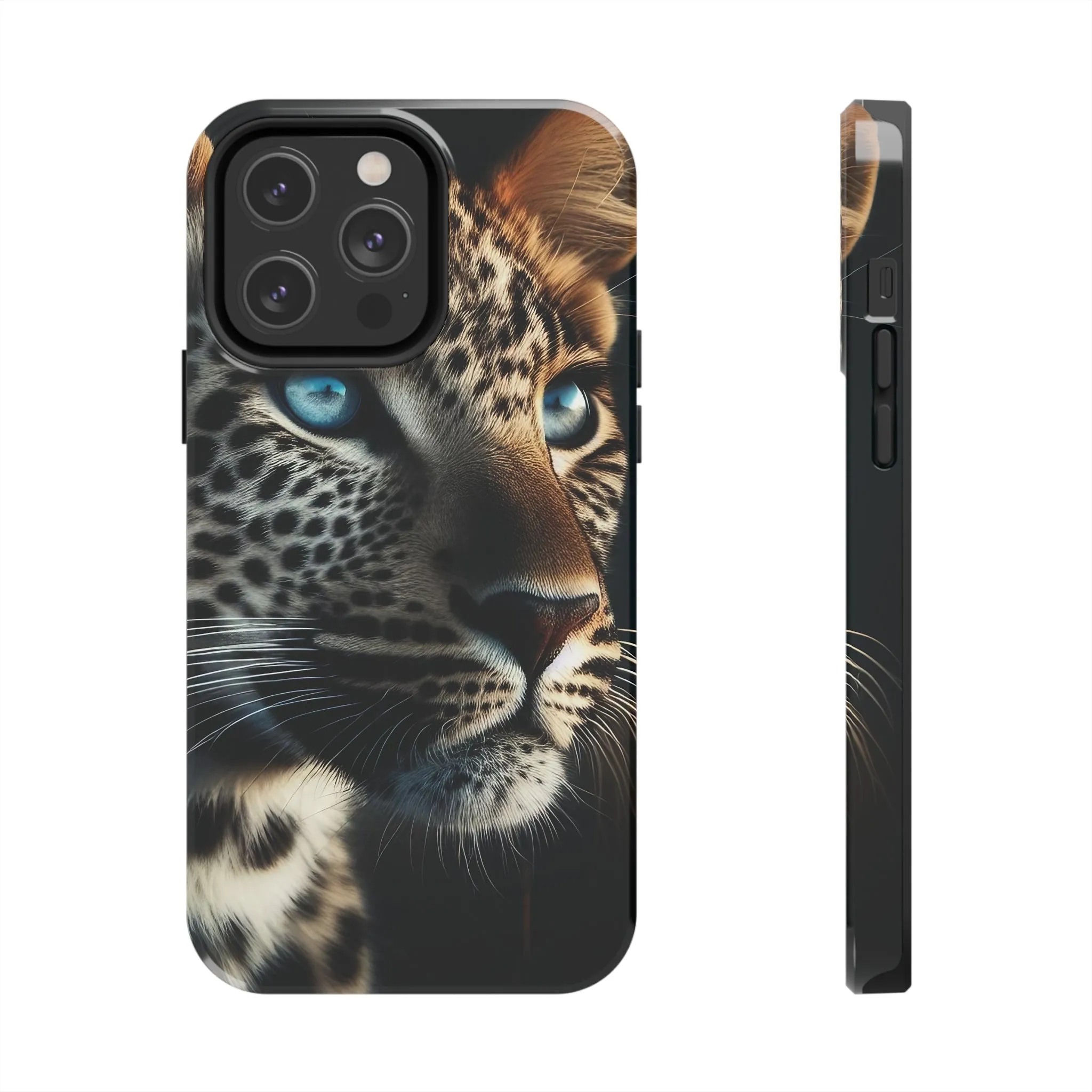 Leopard with blue eyes Design, Colorful Artistic Phone Protector, Durable and Stylish Case for iPhone Series, Protective Case for iPhone Models, Tough iPhone Case