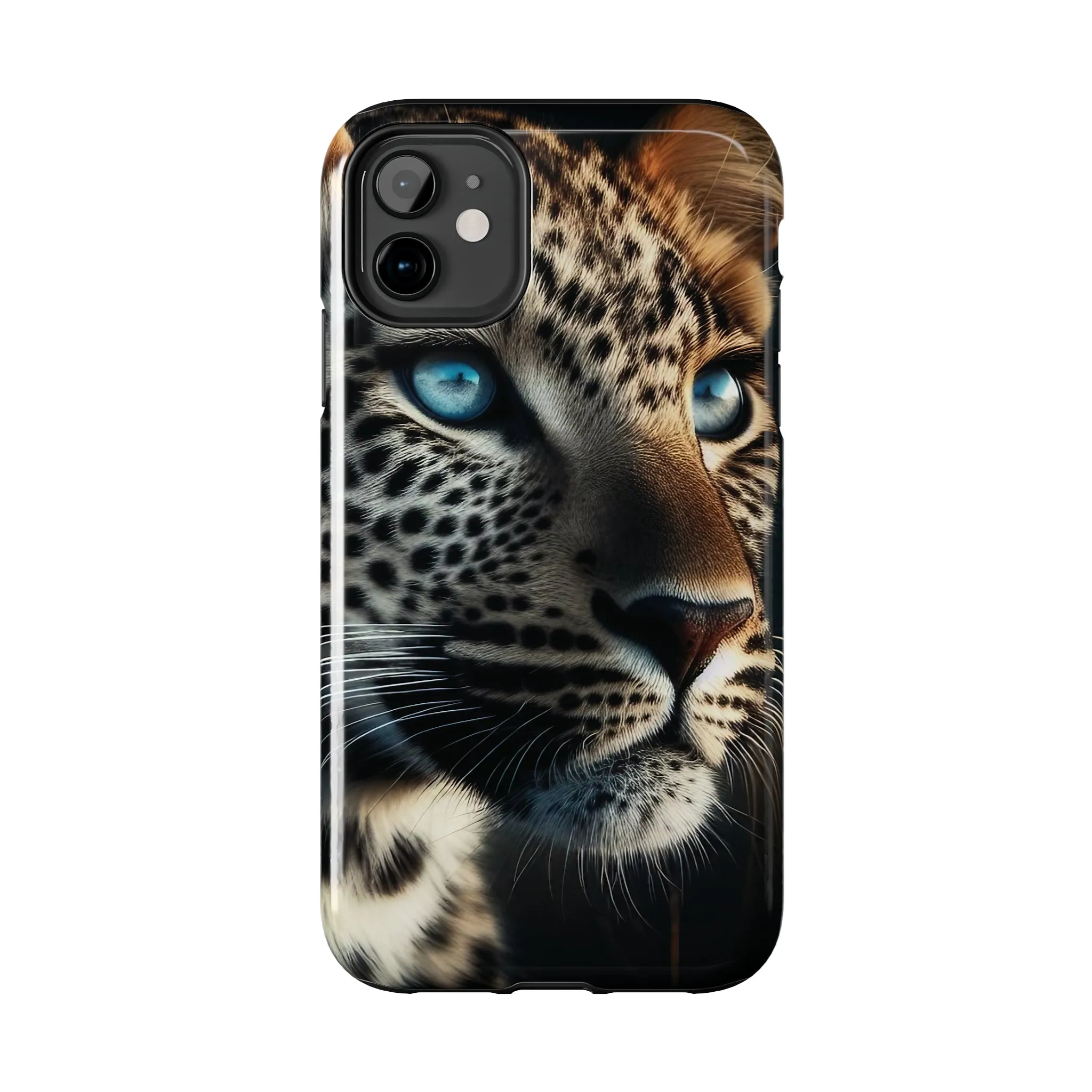 Leopard with blue eyes Design, Colorful Artistic Phone Protector, Durable and Stylish Case for iPhone Series, Protective Case for iPhone Models, Tough iPhone Case