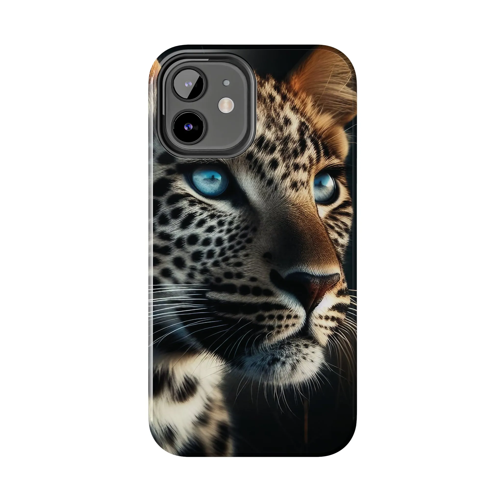 Leopard with blue eyes Design, Colorful Artistic Phone Protector, Durable and Stylish Case for iPhone Series, Protective Case for iPhone Models, Tough iPhone Case