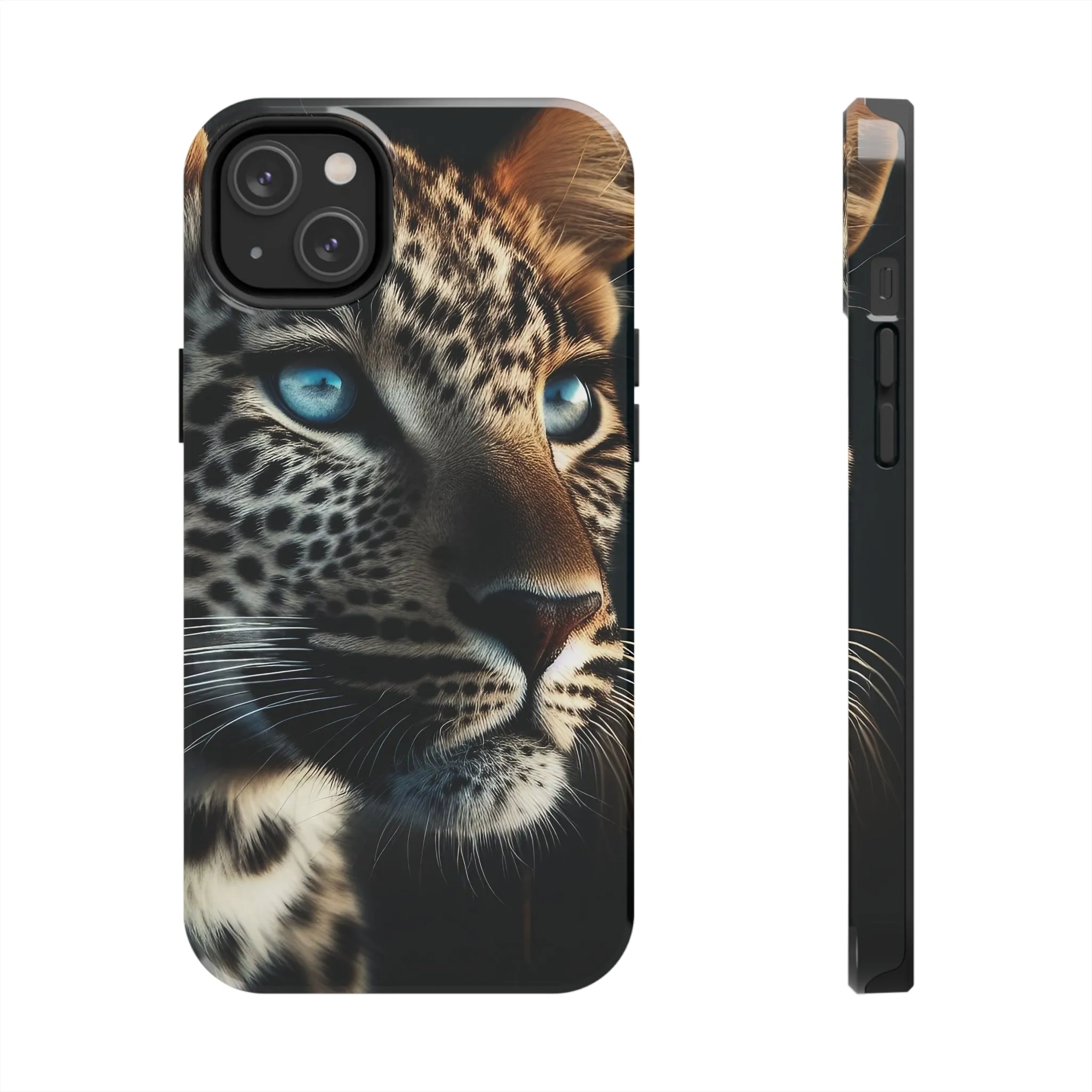 Leopard with blue eyes Design, Colorful Artistic Phone Protector, Durable and Stylish Case for iPhone Series, Protective Case for iPhone Models, Tough iPhone Case