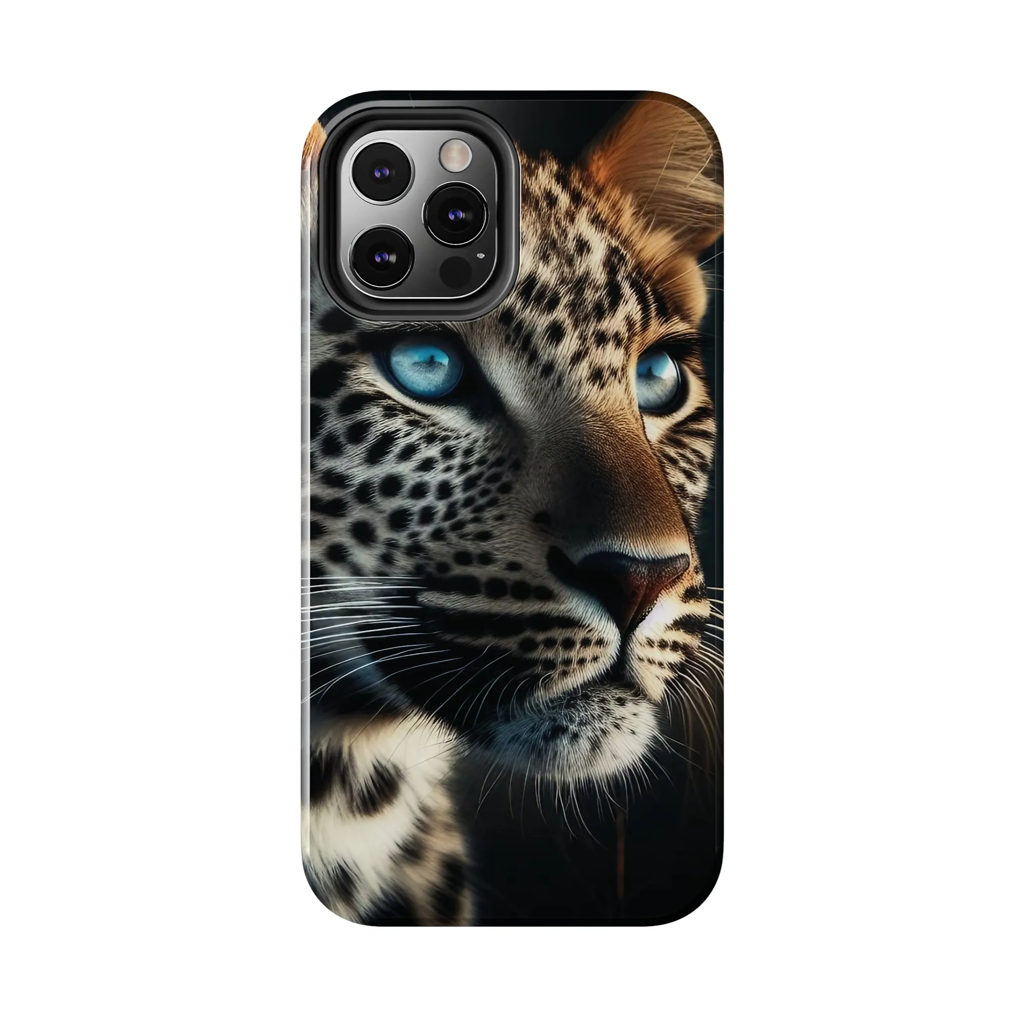 Leopard with blue eyes Design, Colorful Artistic Phone Protector, Durable and Stylish Case for iPhone Series, Protective Case for iPhone Models, Tough iPhone Case