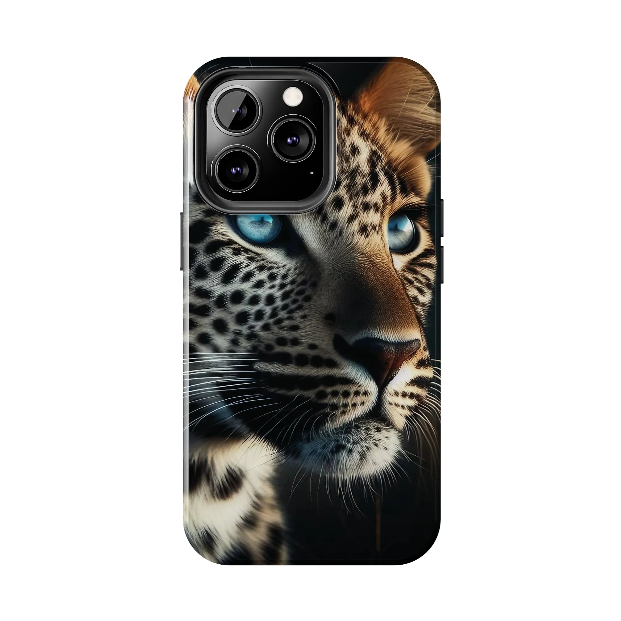 Leopard with blue eyes Design, Colorful Artistic Phone Protector, Durable and Stylish Case for iPhone Series, Protective Case for iPhone Models, Tough iPhone Case