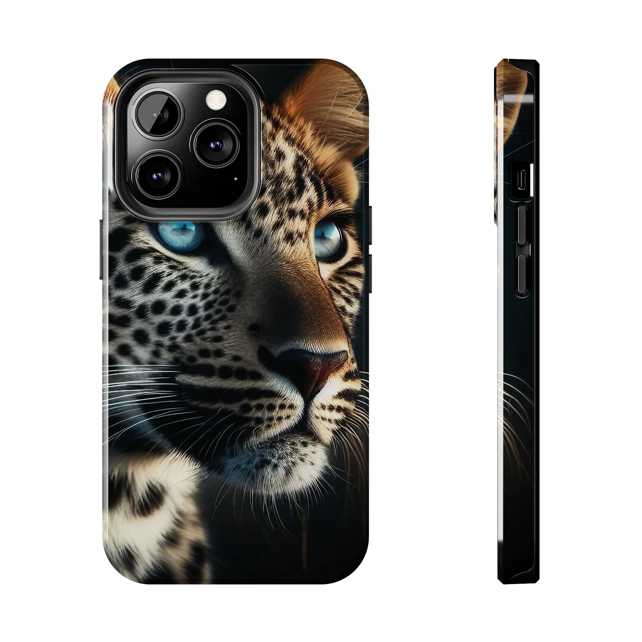 Leopard with blue eyes Design, Colorful Artistic Phone Protector, Durable and Stylish Case for iPhone Series, Protective Case for iPhone Models, Tough iPhone Case