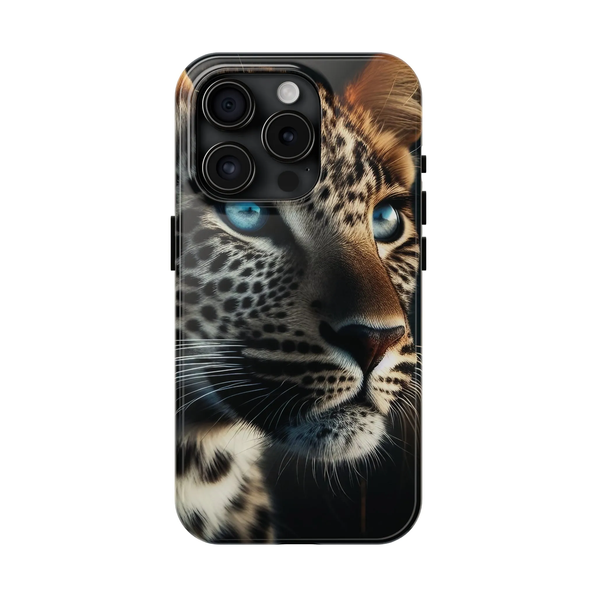 Leopard with blue eyes Design, Colorful Artistic Phone Protector, Durable and Stylish Case for iPhone Series, Protective Case for iPhone Models, Tough iPhone Case