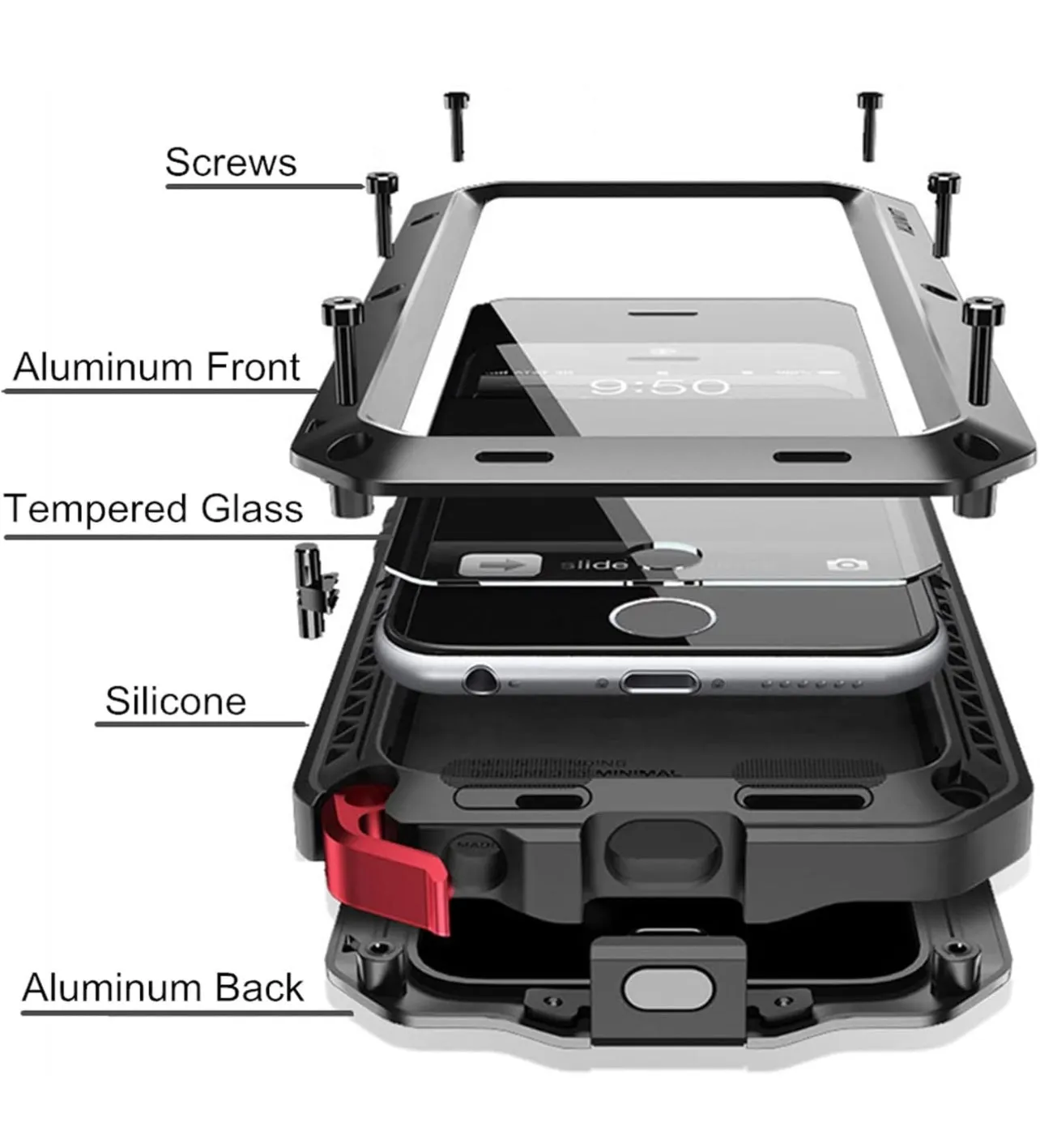 Luxury Doom Armor Life Shock Dropproof Shockproof Metal Aluminum 13 PROMAX RED