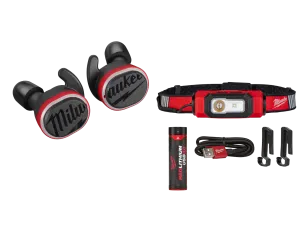 Milwaukee 2191-21HH USB Cordless Jobsite Ear Buds w/ Hard Hat Light