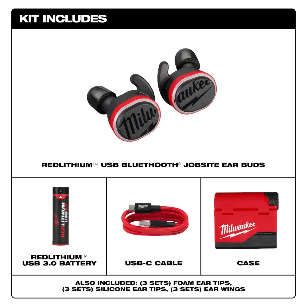 Milwaukee 2191-21HH USB Cordless Jobsite Ear Buds w/ Hard Hat Light