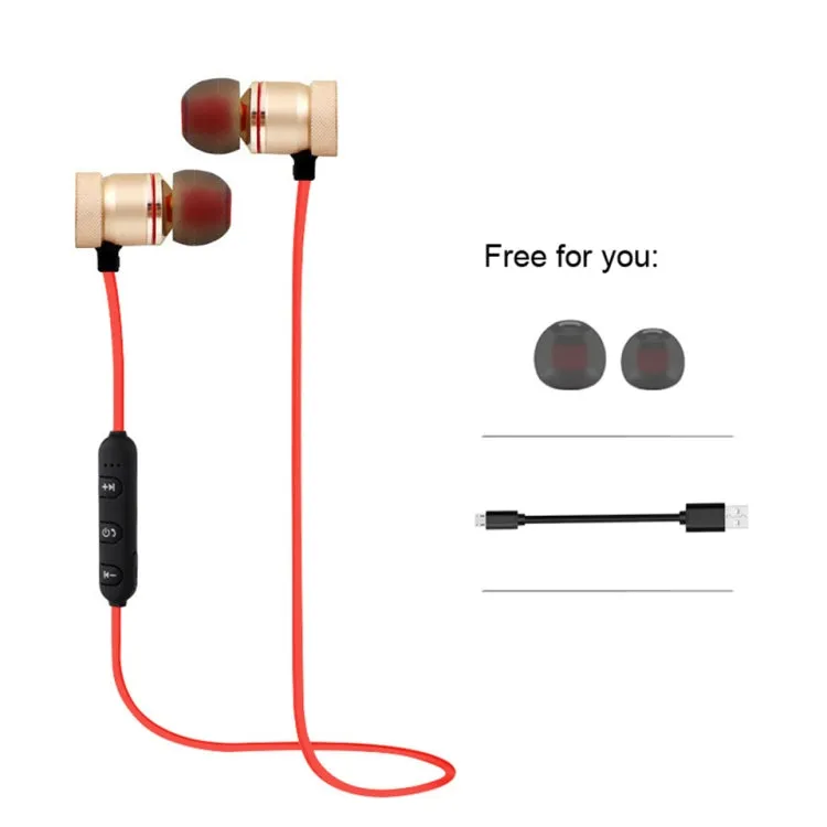 MoreBlue S07 Wireless Bluetooth Earphones Metal Magnetic Stereo Bass Headphones Cordless Sport Headset Earbuds With Microphone(Gold)