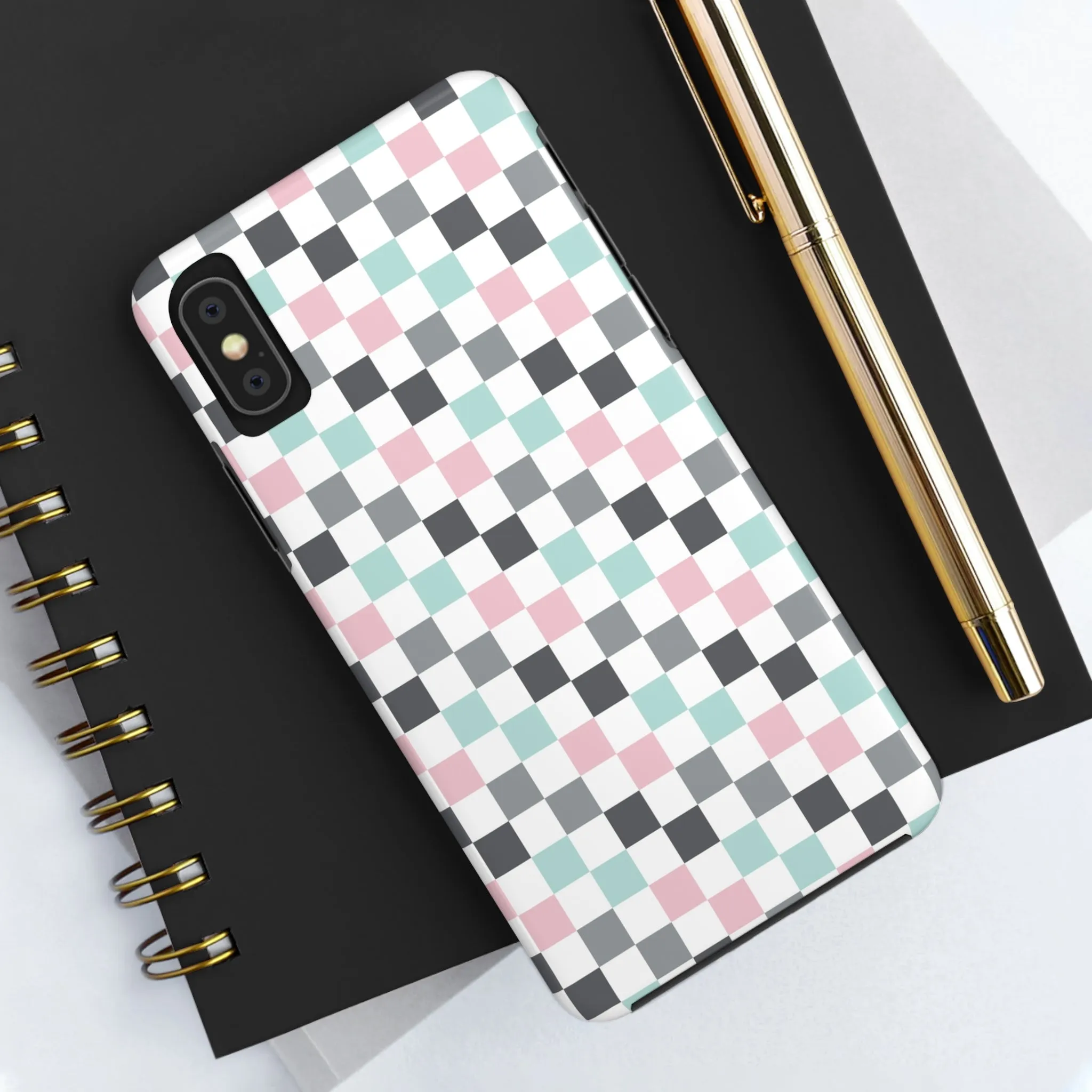 Multicolor Checkerboard print design Tough Phone Case compatible with a large variety of iphone models