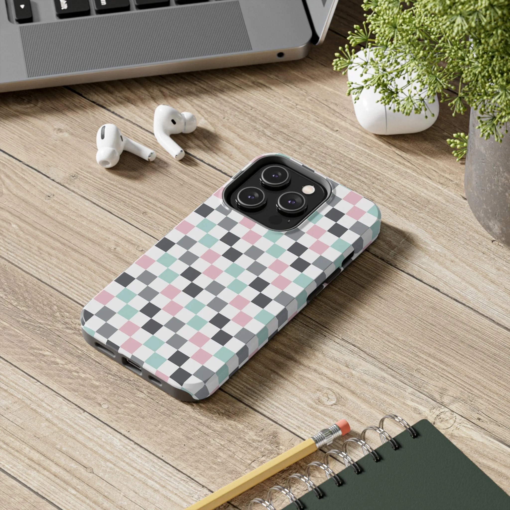 Multicolor Checkerboard print design Tough Phone Case compatible with a large variety of iphone models