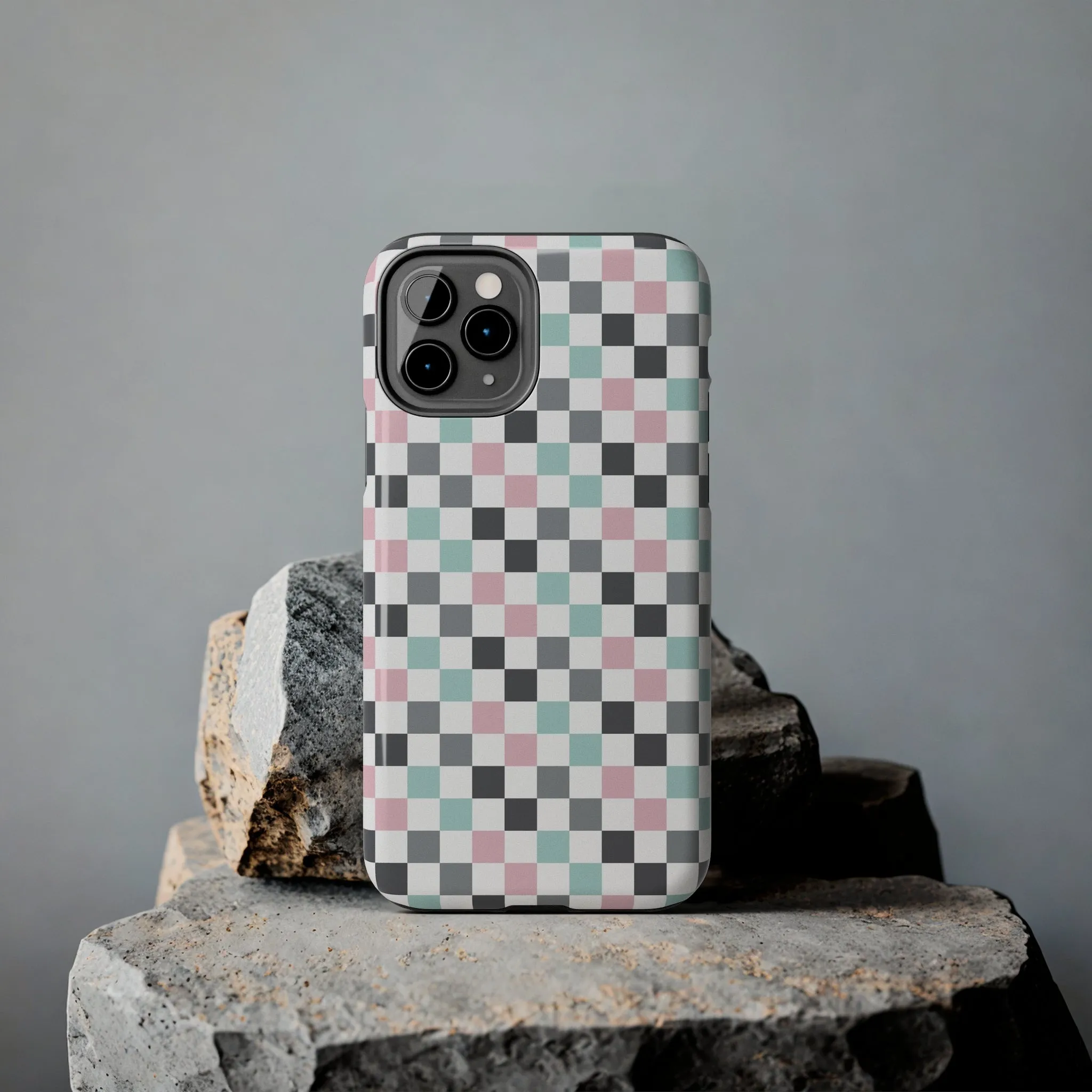 Multicolor Checkerboard print design Tough Phone Case compatible with a large variety of iphone models