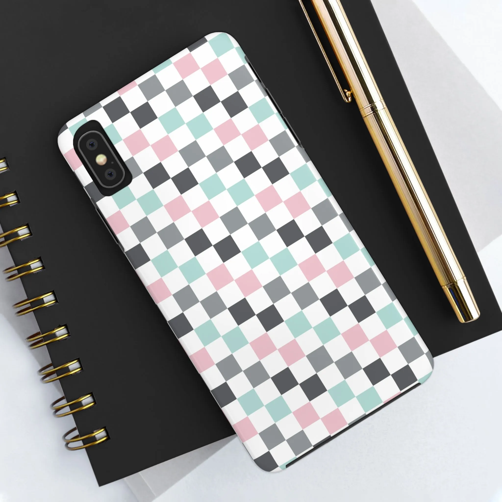 Multicolor Checkerboard print design Tough Phone Case compatible with a large variety of iphone models