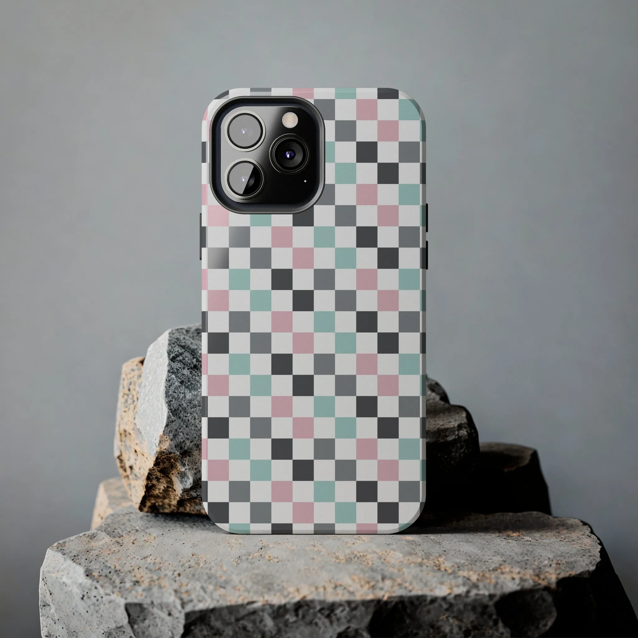 Multicolor Checkerboard print design Tough Phone Case compatible with a large variety of iphone models