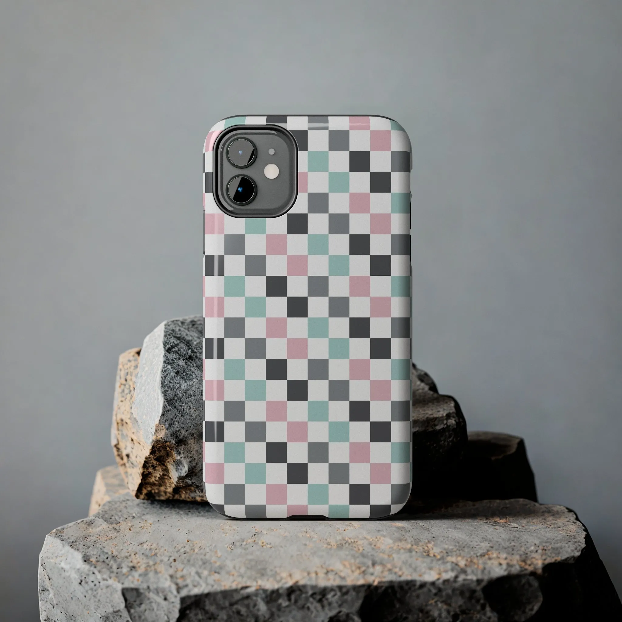 Multicolor Checkerboard print design Tough Phone Case compatible with a large variety of iphone models