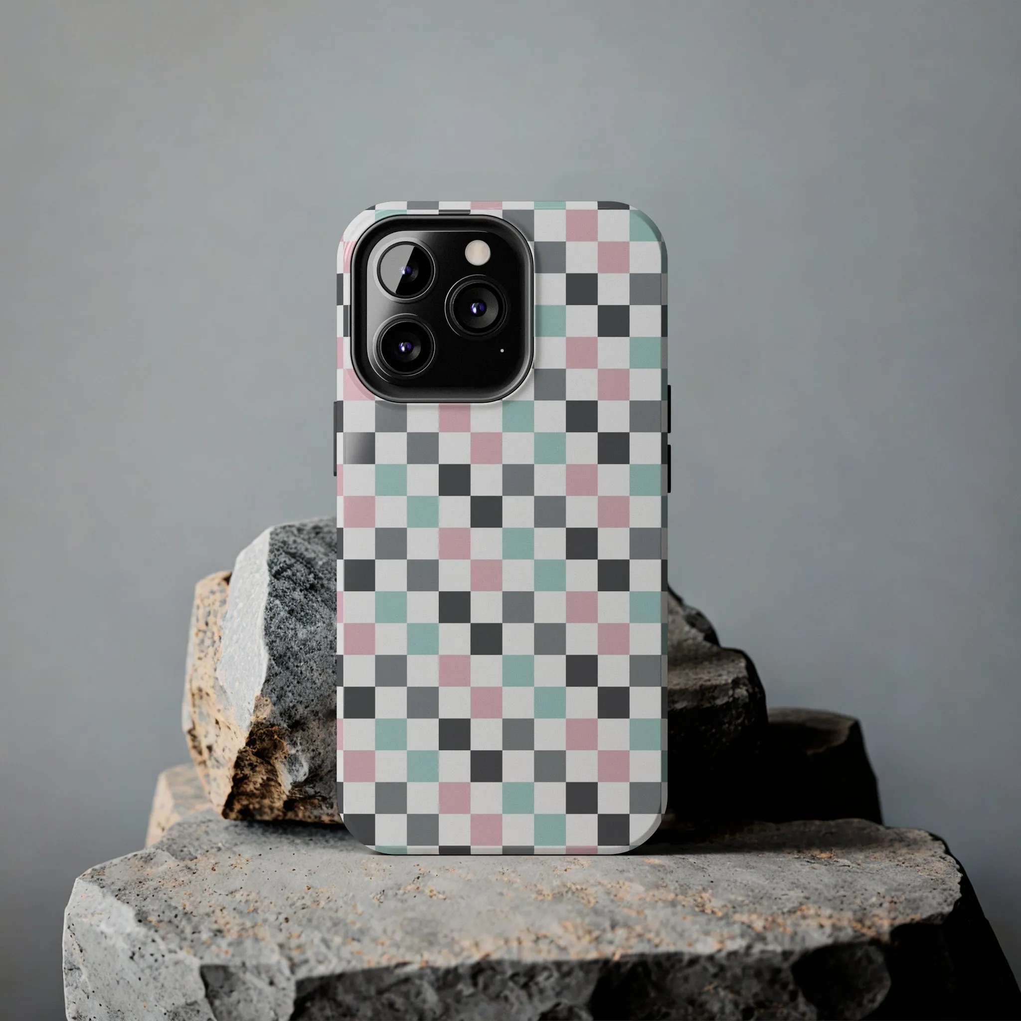 Multicolor Checkerboard print design Tough Phone Case compatible with a large variety of iphone models