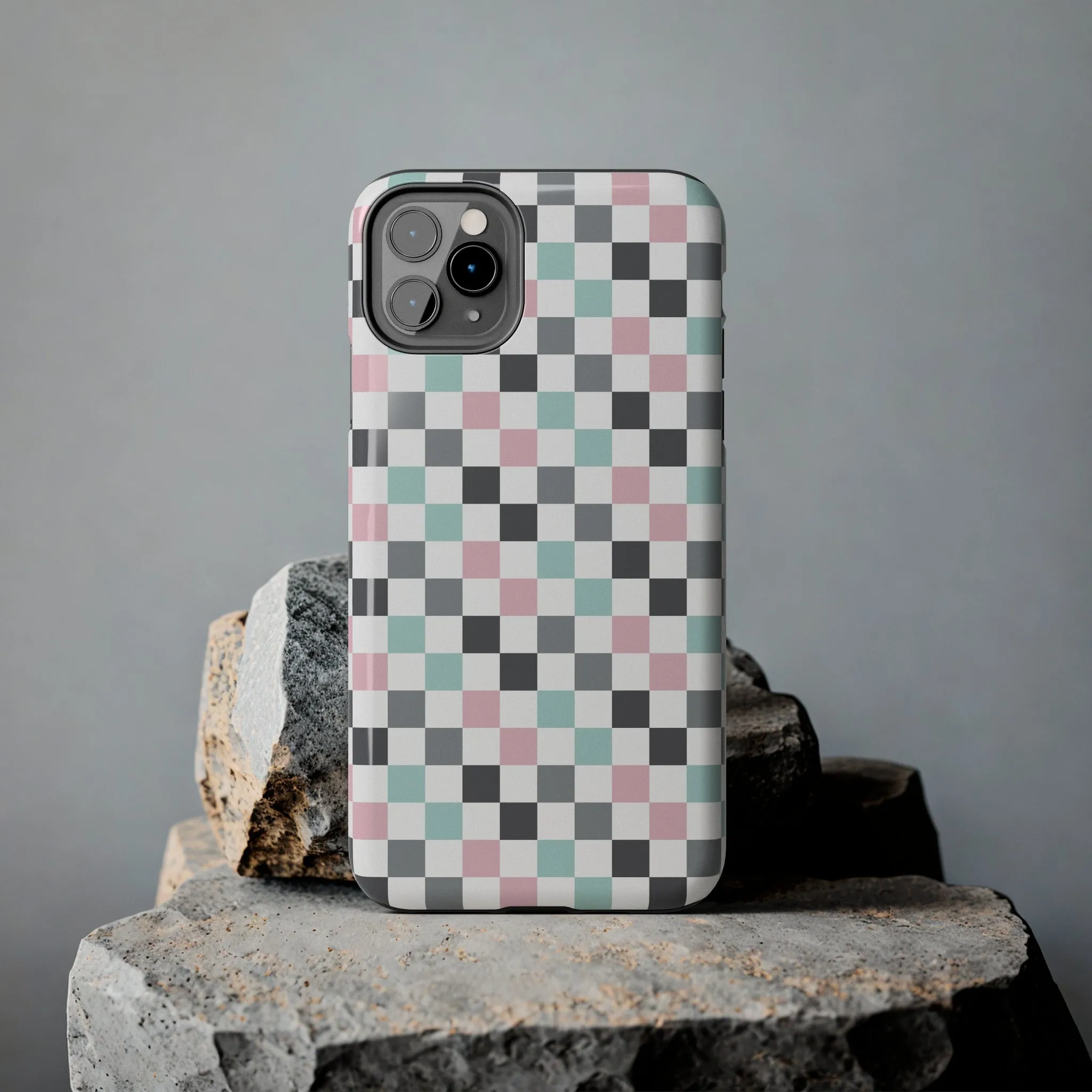 Multicolor Checkerboard print design Tough Phone Case compatible with a large variety of iphone models