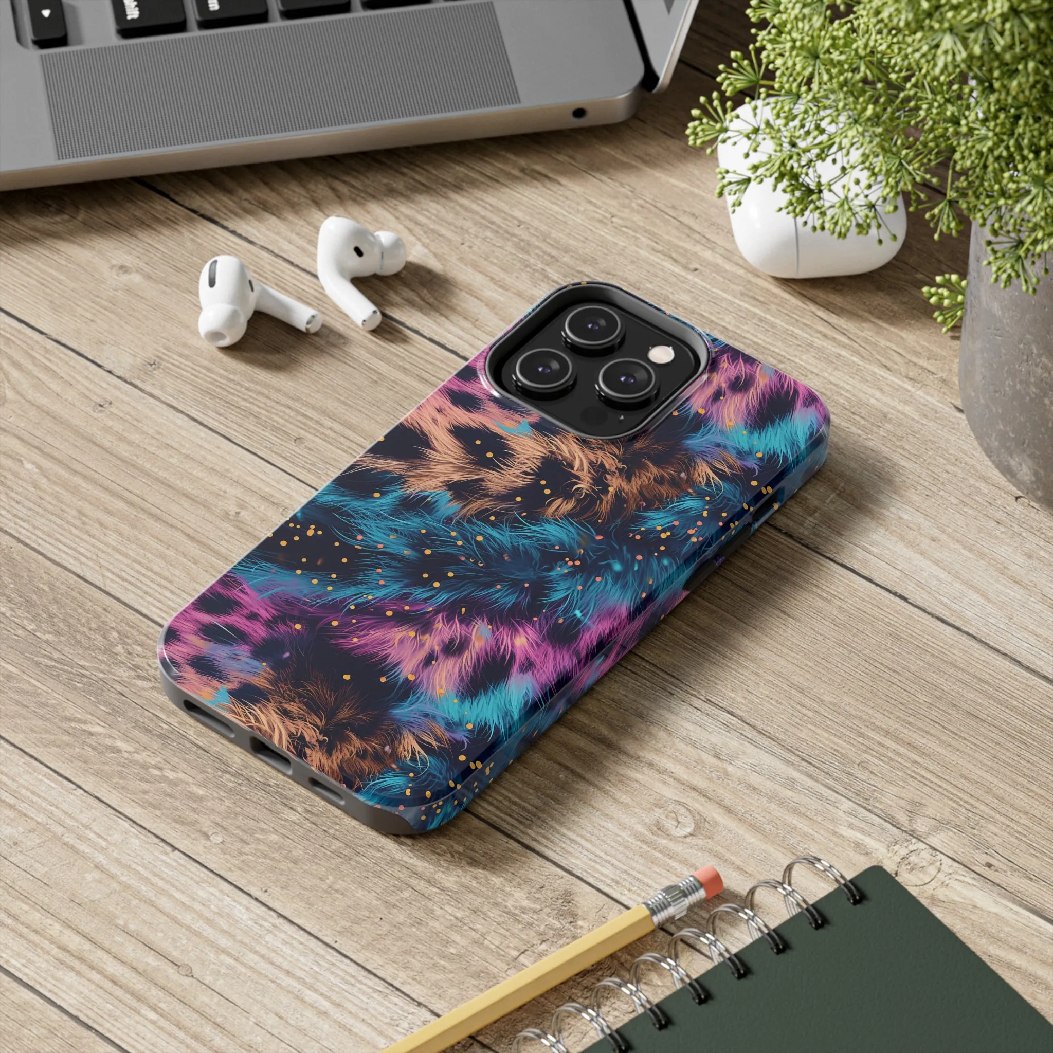 Multicolor unique leopard Pattern Design Tough Phone Case compatible with a large variety of iPhone models, Gift, Phone Case