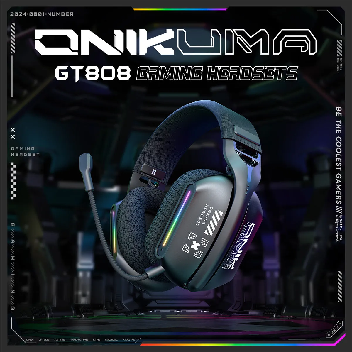 ONIKUMA GT808 Tri-mode Gaming Headset RGB Light 2.4Ghz