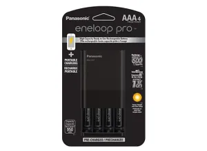 Panasonic KKJ87K3A4BA Eneloop Pro® USB Quick Charger With High Capacity Ni-MH Precharged Rechargeable Batteries - 4x AAA