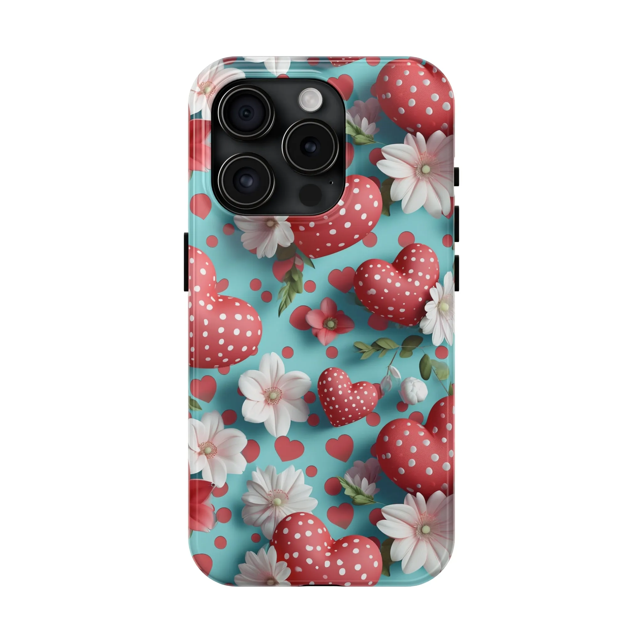 Polka Dot Hearts Digital print Design Tough Phone Case compatible with a large variety of iPhone models, Gift, Phone Case