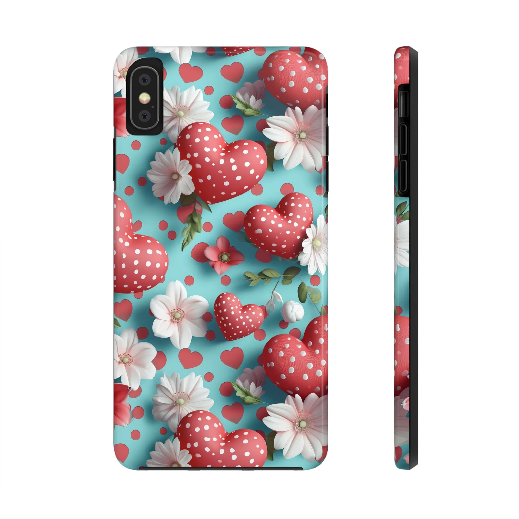 Polka Dot Hearts Digital print Design Tough Phone Case compatible with a large variety of iPhone models, Gift, Phone Case