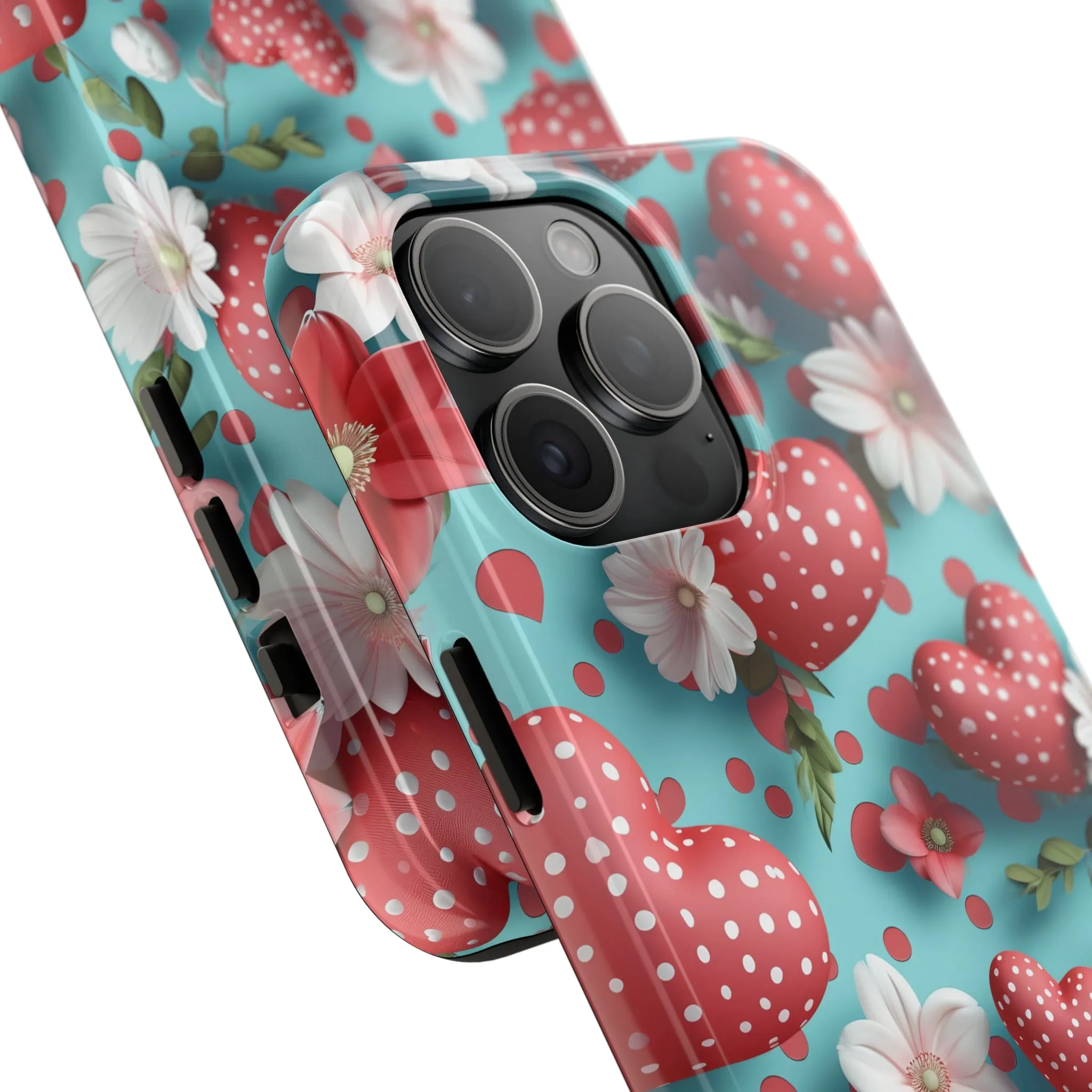 Polka Dot Hearts Digital print Design Tough Phone Case compatible with a large variety of iPhone models, Gift, Phone Case