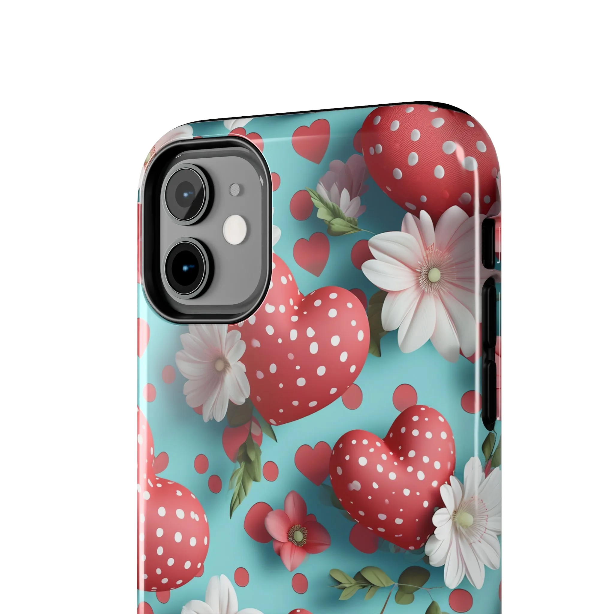 Polka Dot Hearts Digital print Design Tough Phone Case compatible with a large variety of iPhone models, Gift, Phone Case