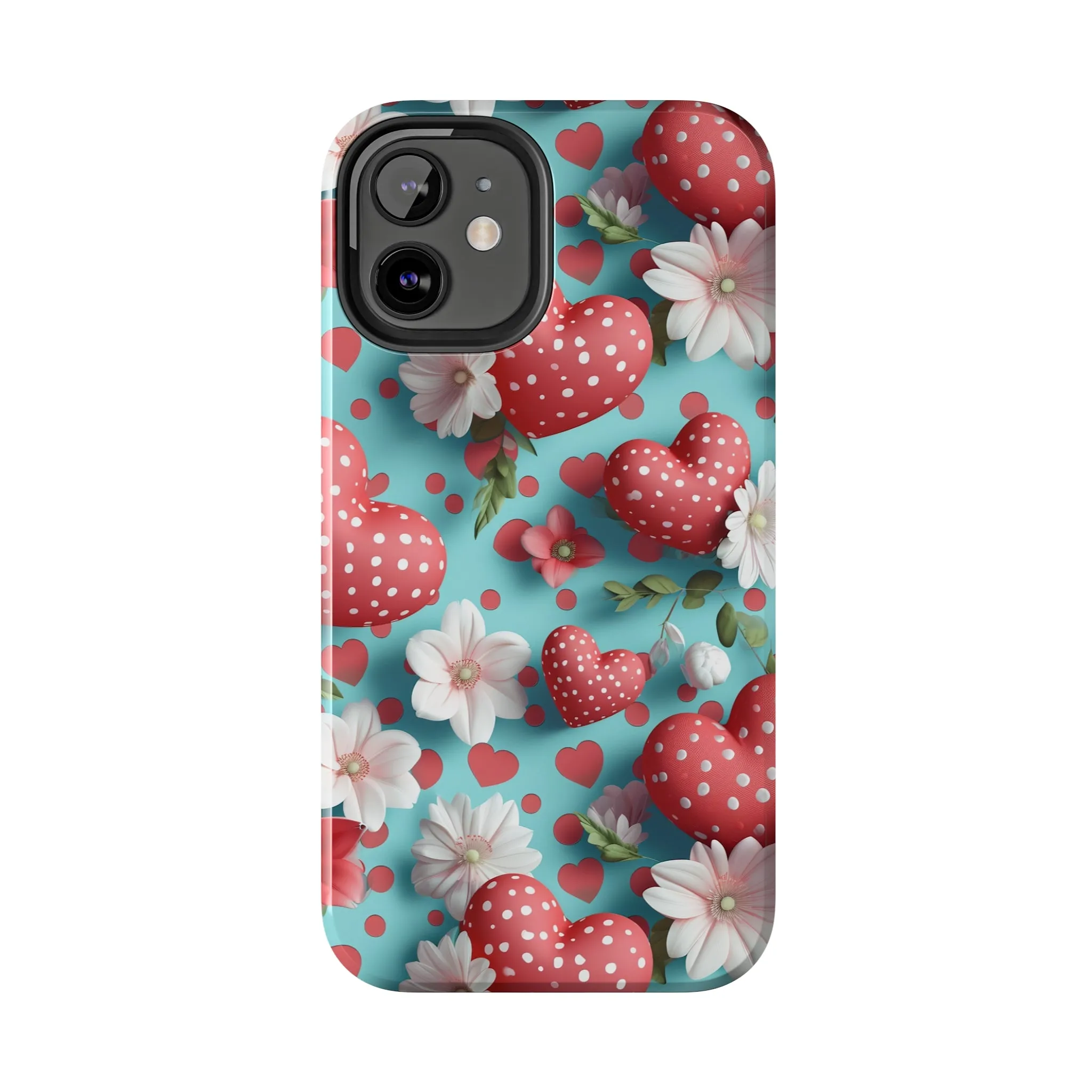 Polka Dot Hearts Digital print Design Tough Phone Case compatible with a large variety of iPhone models, Gift, Phone Case