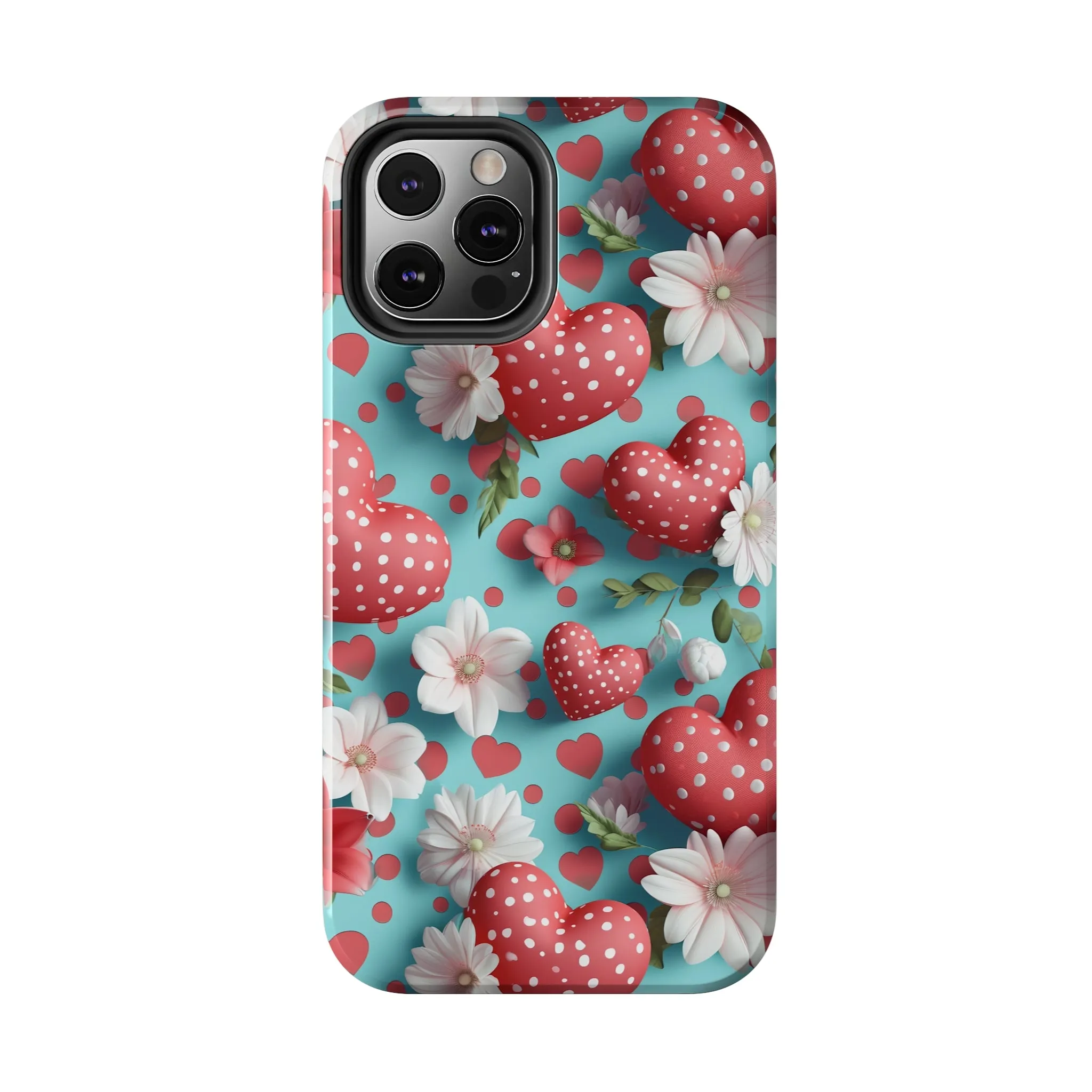 Polka Dot Hearts Digital print Design Tough Phone Case compatible with a large variety of iPhone models, Gift, Phone Case